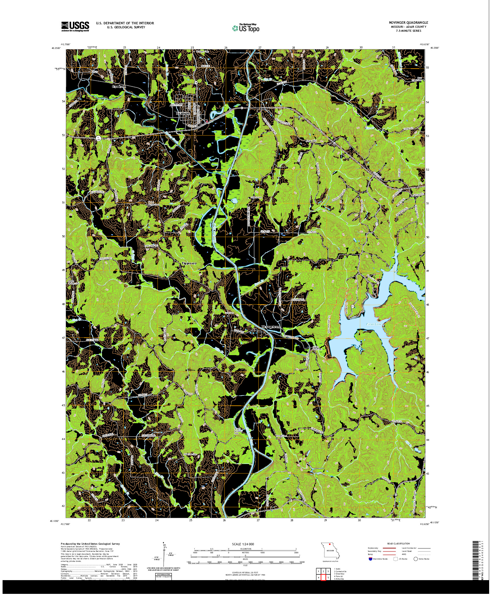 USGS US TOPO 7.5-MINUTE MAP FOR NOVINGER, MO 2021