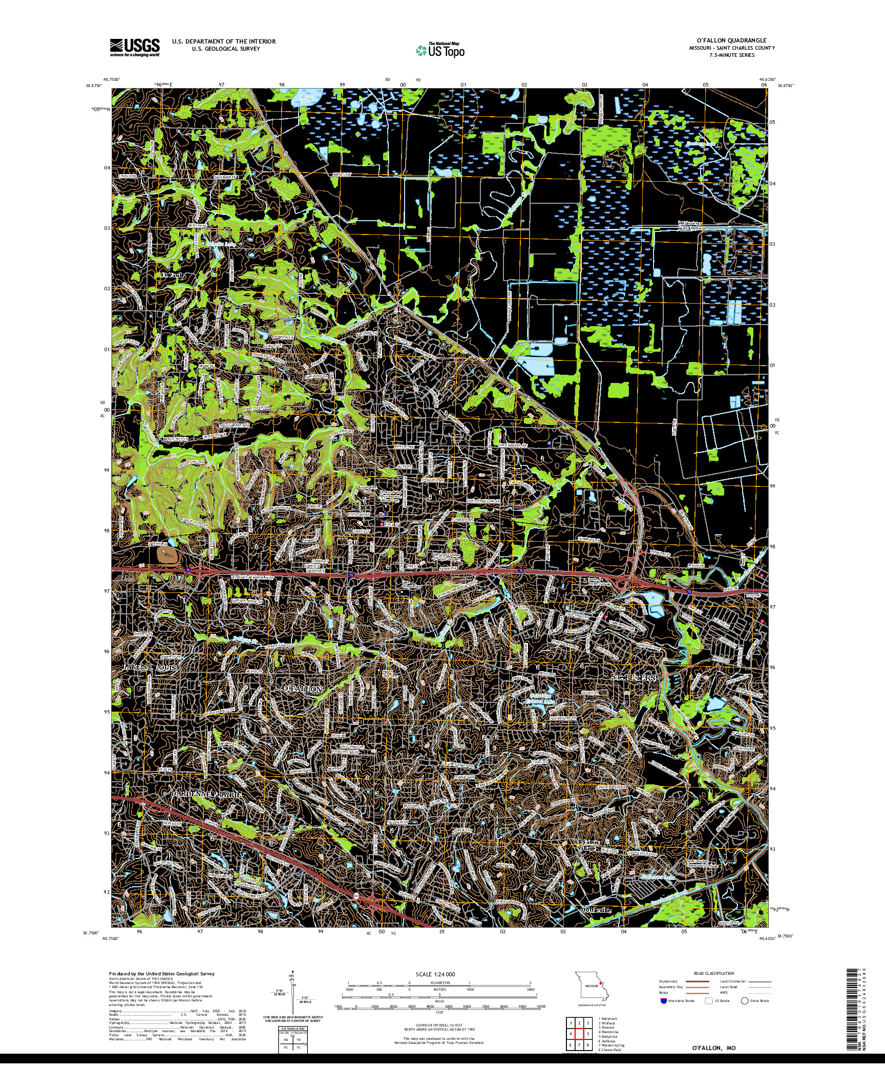 USGS US TOPO 7.5-MINUTE MAP FOR O'FALLON, MO 2021