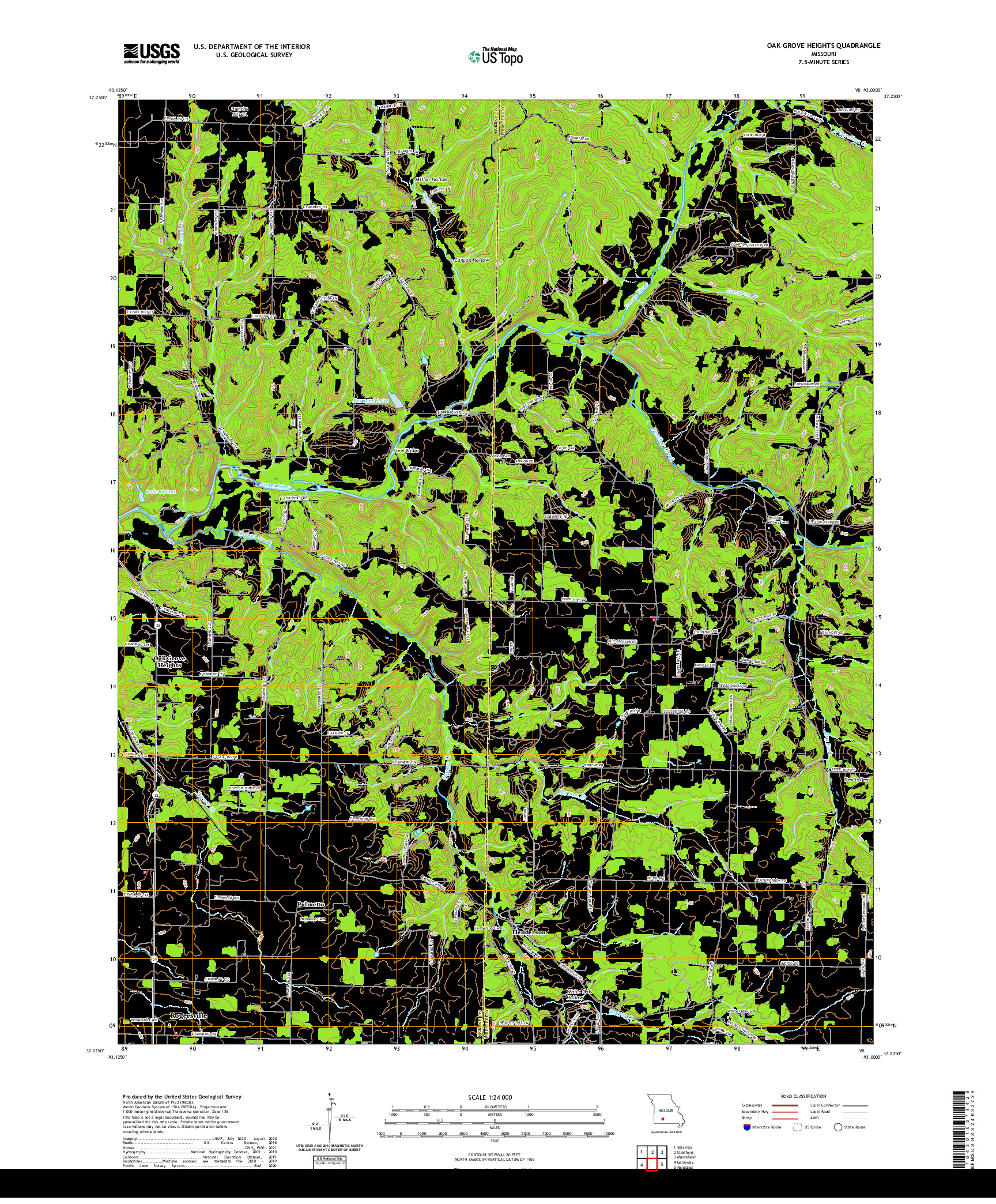 USGS US TOPO 7.5-MINUTE MAP FOR OAK GROVE HEIGHTS, MO 2021