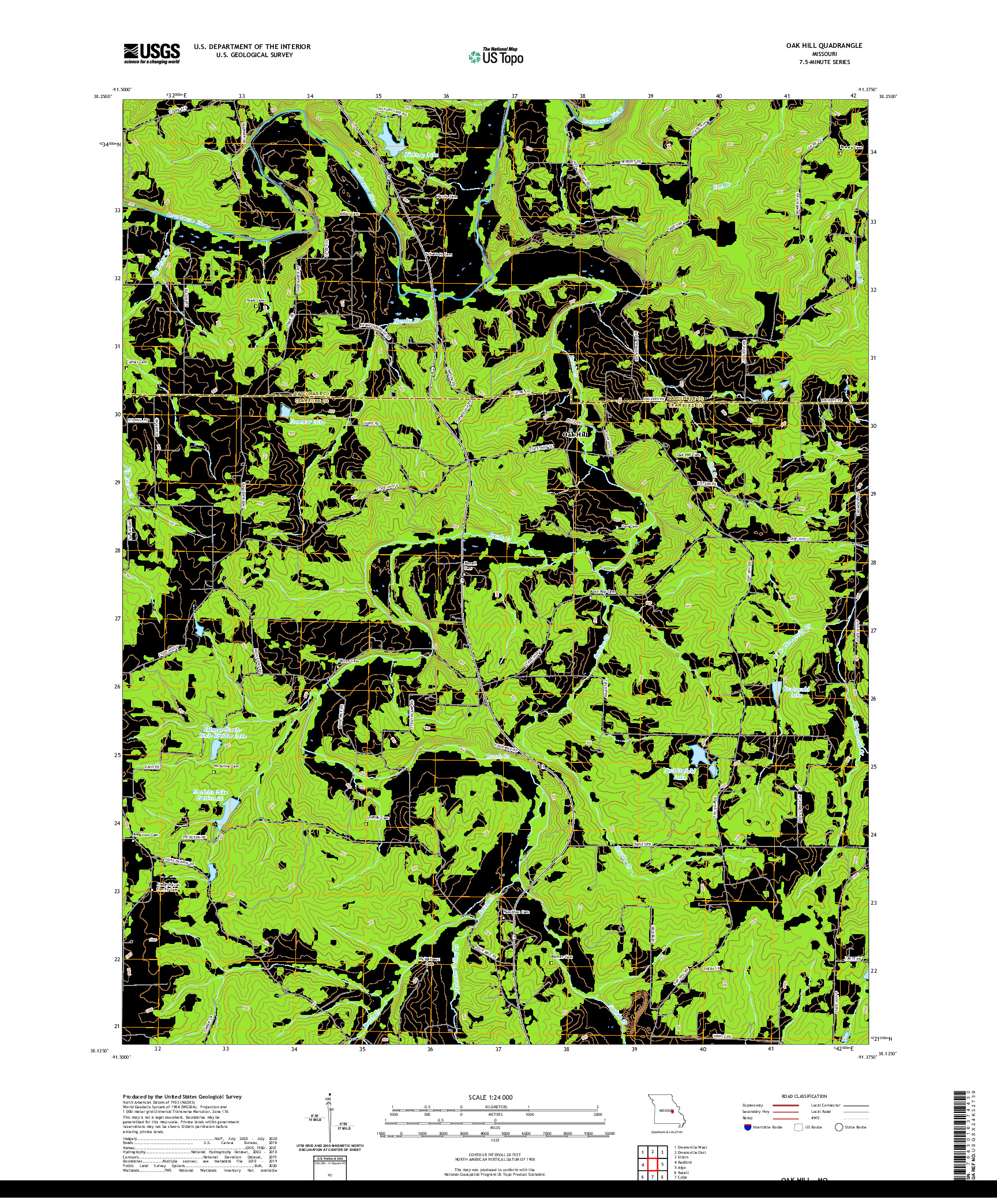 USGS US TOPO 7.5-MINUTE MAP FOR OAK HILL, MO 2021