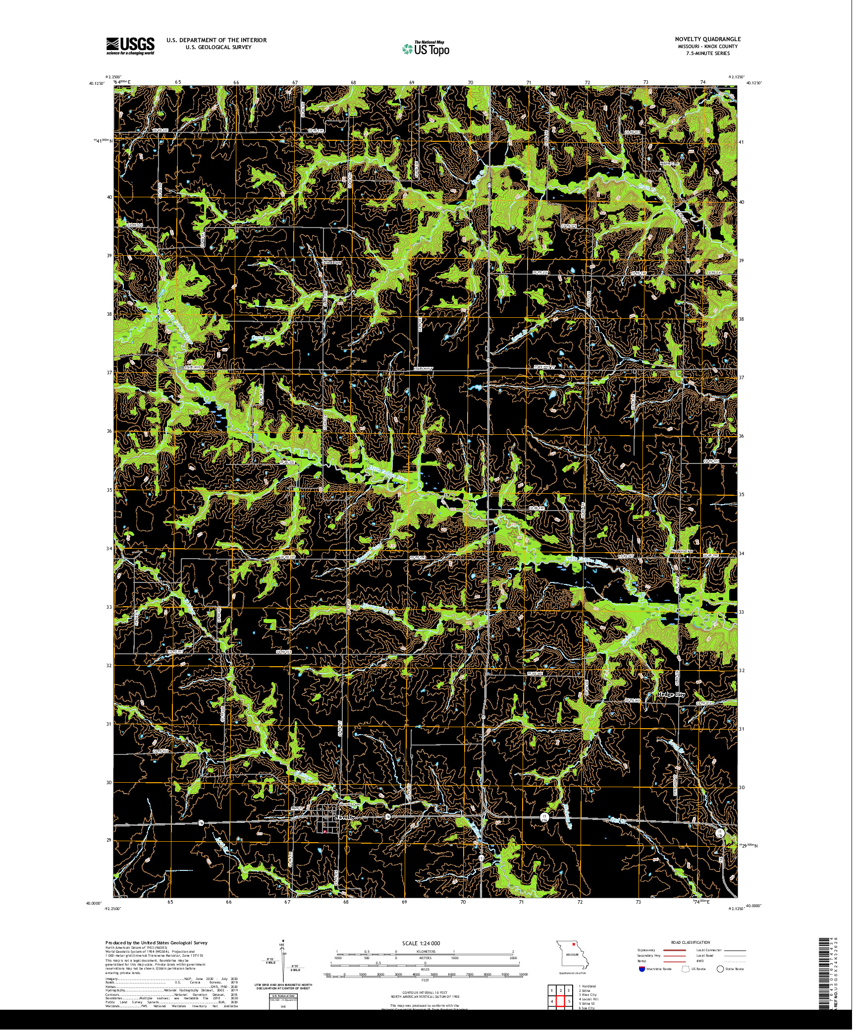 USGS US TOPO 7.5-MINUTE MAP FOR NOVELTY, MO 2021