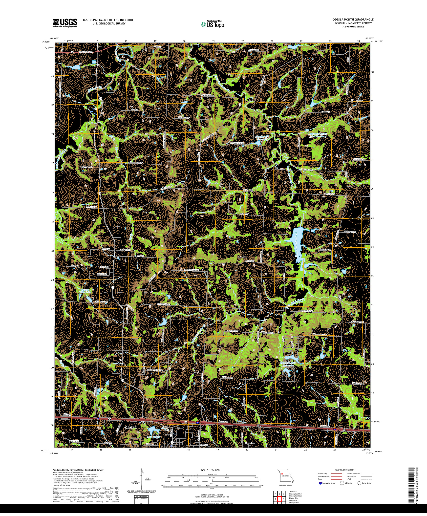 USGS US TOPO 7.5-MINUTE MAP FOR ODESSA NORTH, MO 2021
