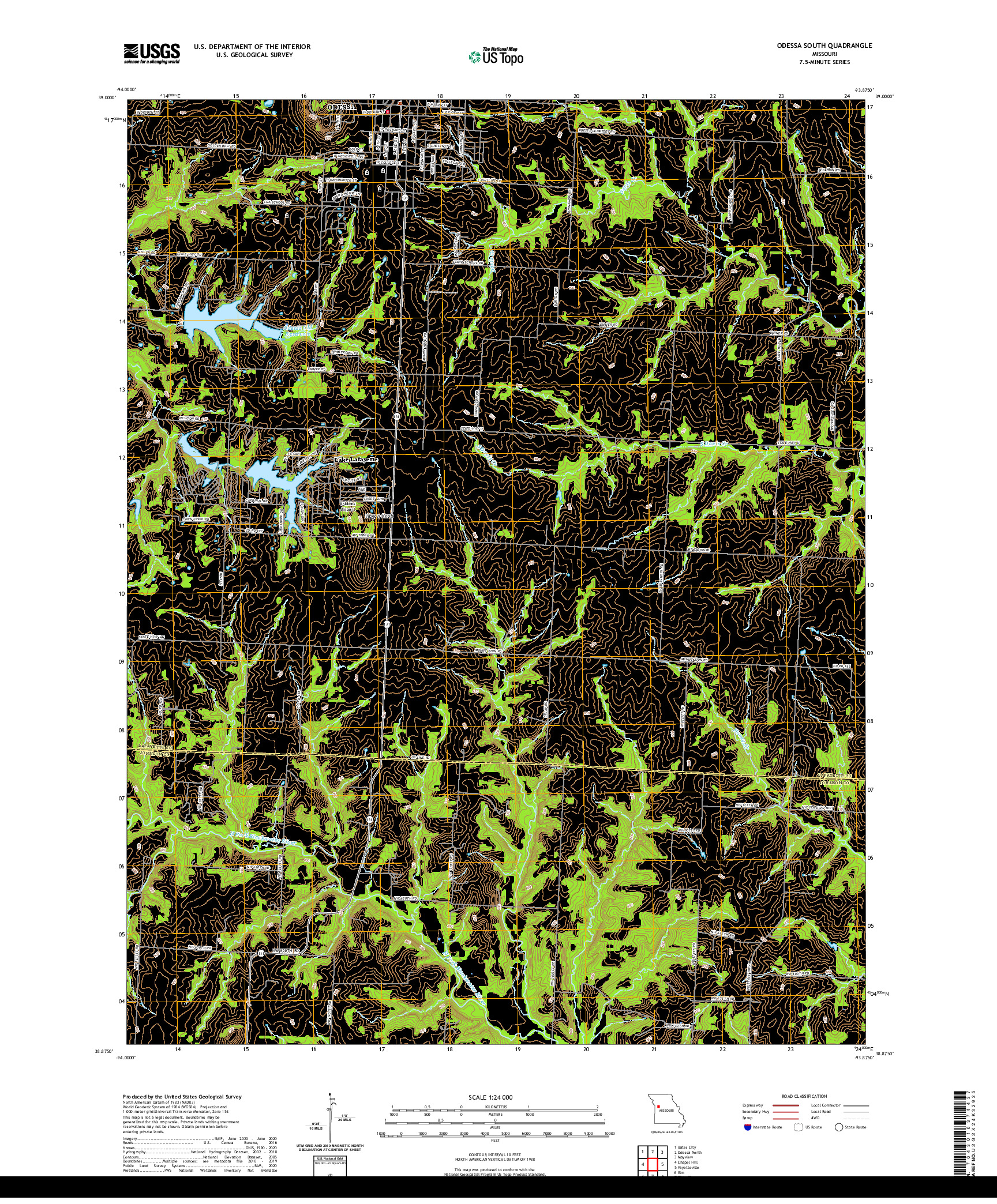 USGS US TOPO 7.5-MINUTE MAP FOR ODESSA SOUTH, MO 2021