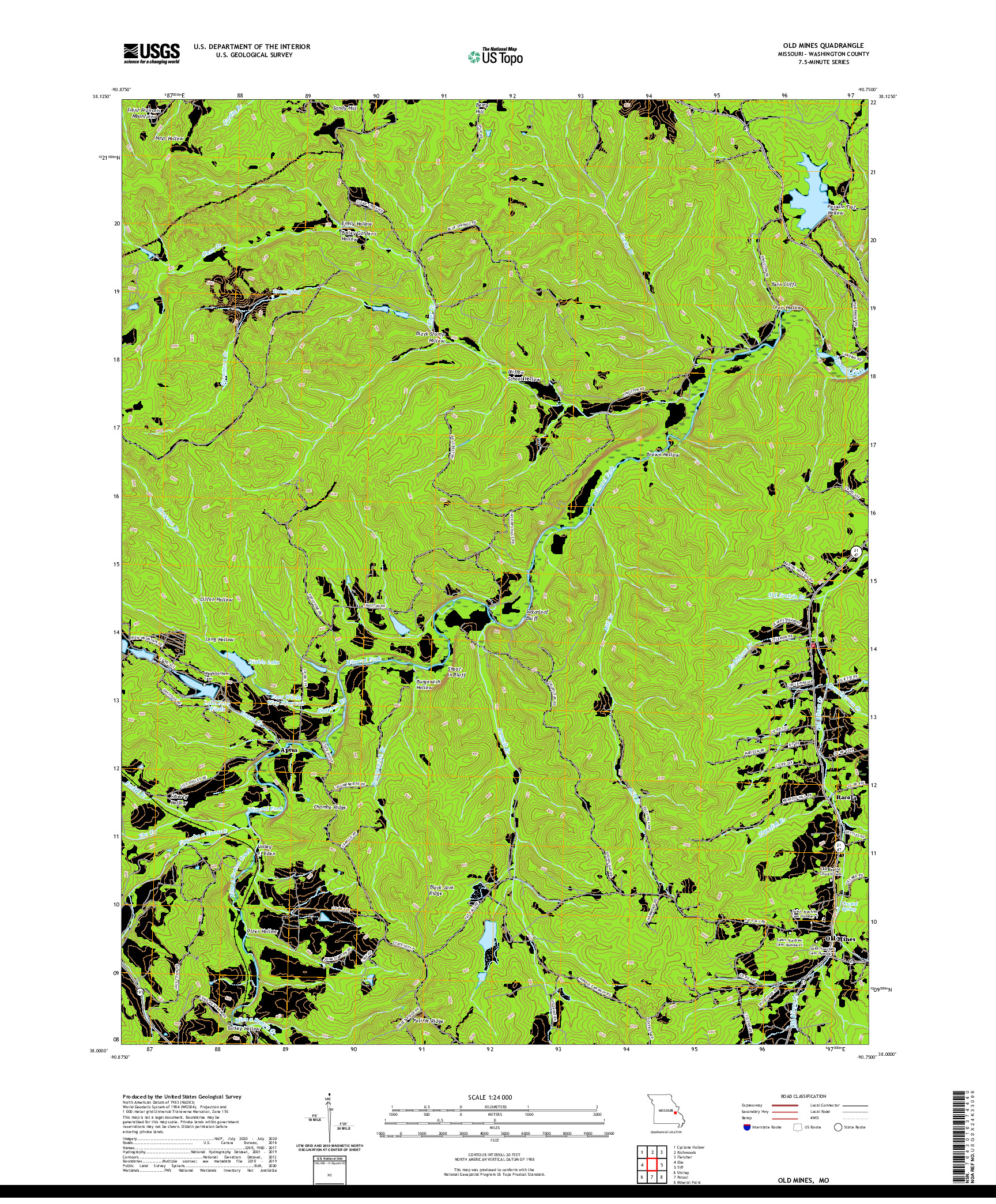 USGS US TOPO 7.5-MINUTE MAP FOR OLD MINES, MO 2021