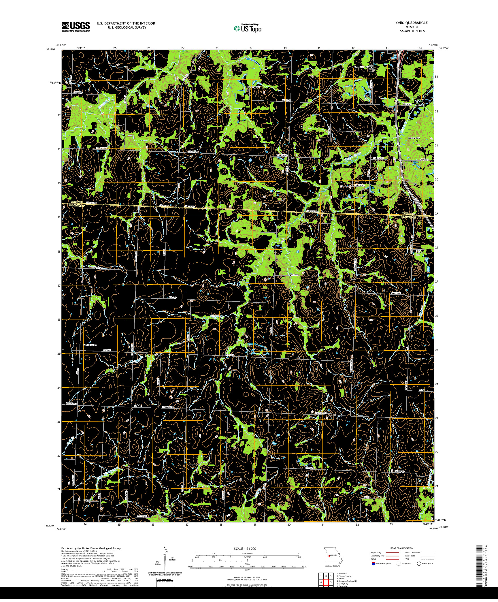 USGS US TOPO 7.5-MINUTE MAP FOR OHIO, MO 2021