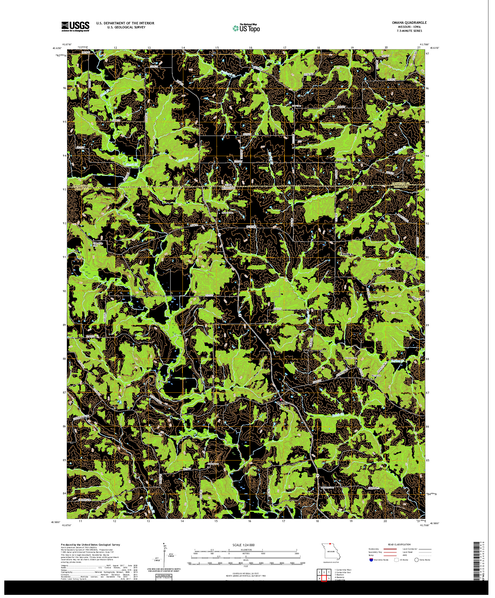USGS US TOPO 7.5-MINUTE MAP FOR OMAHA, MO,IA 2021