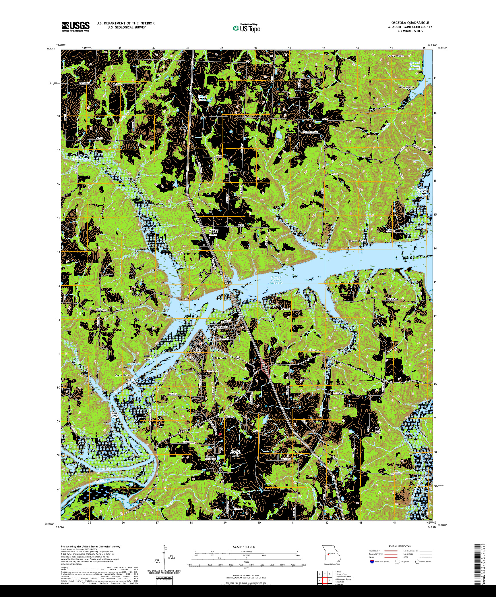 USGS US TOPO 7.5-MINUTE MAP FOR OSCEOLA, MO 2021