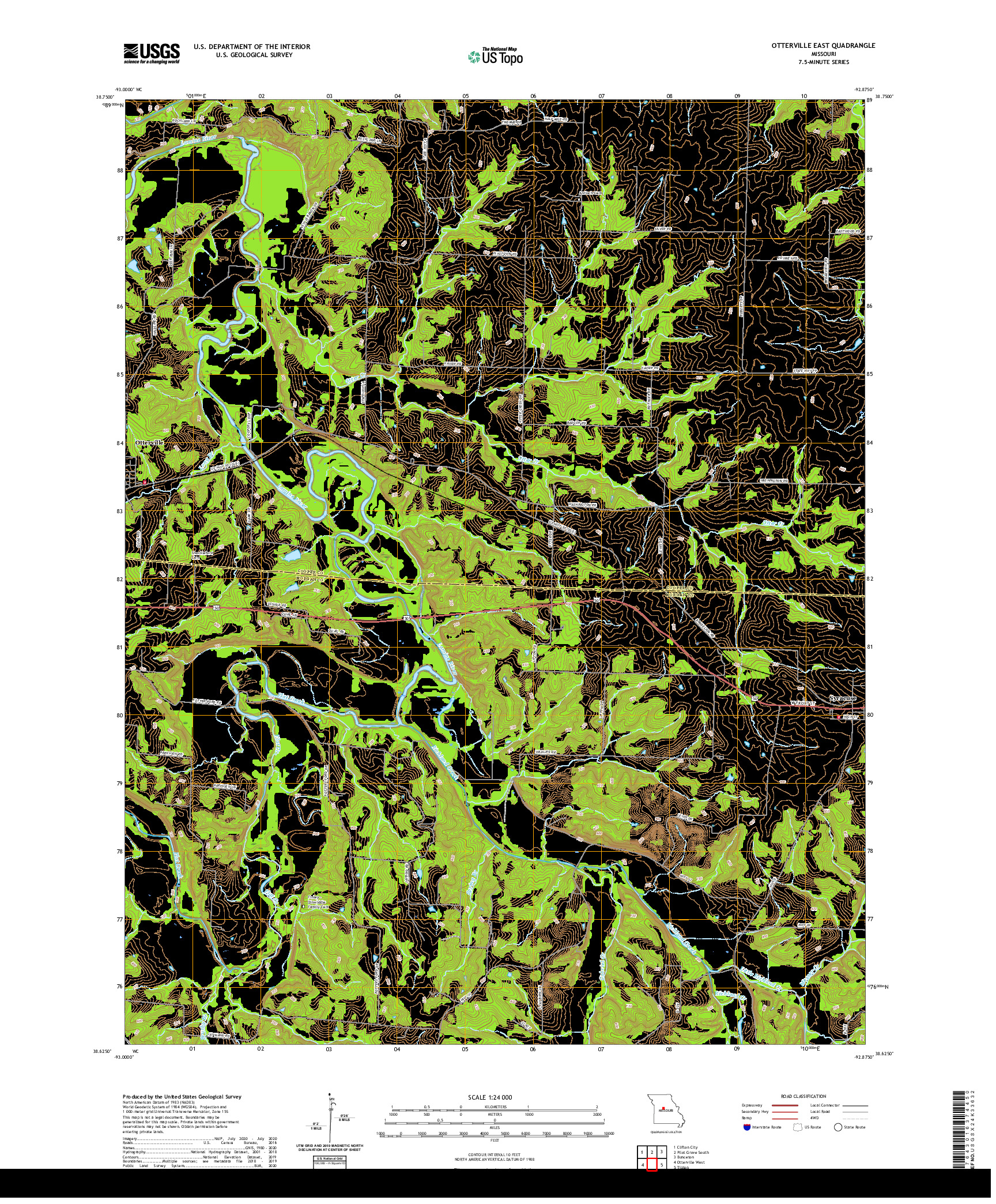USGS US TOPO 7.5-MINUTE MAP FOR OTTERVILLE EAST, MO 2021