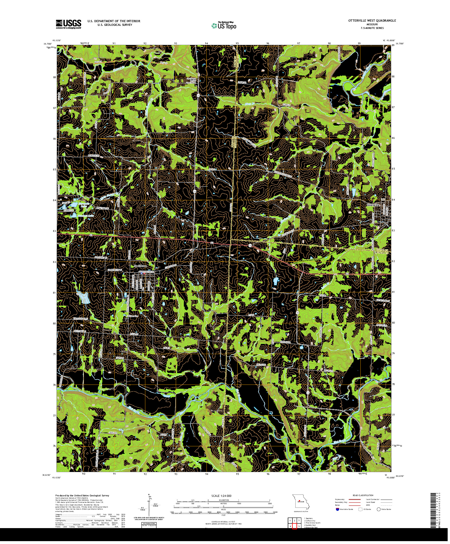USGS US TOPO 7.5-MINUTE MAP FOR OTTERVILLE WEST, MO 2021