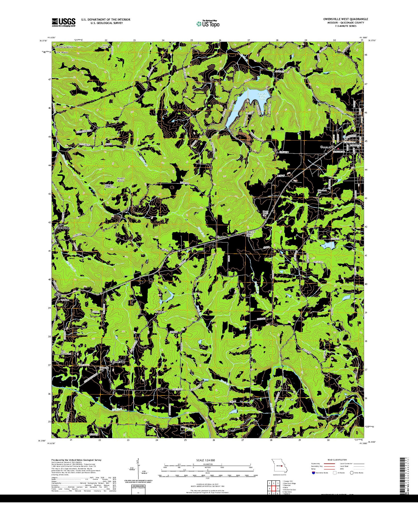 USGS US TOPO 7.5-MINUTE MAP FOR OWENSVILLE WEST, MO 2021