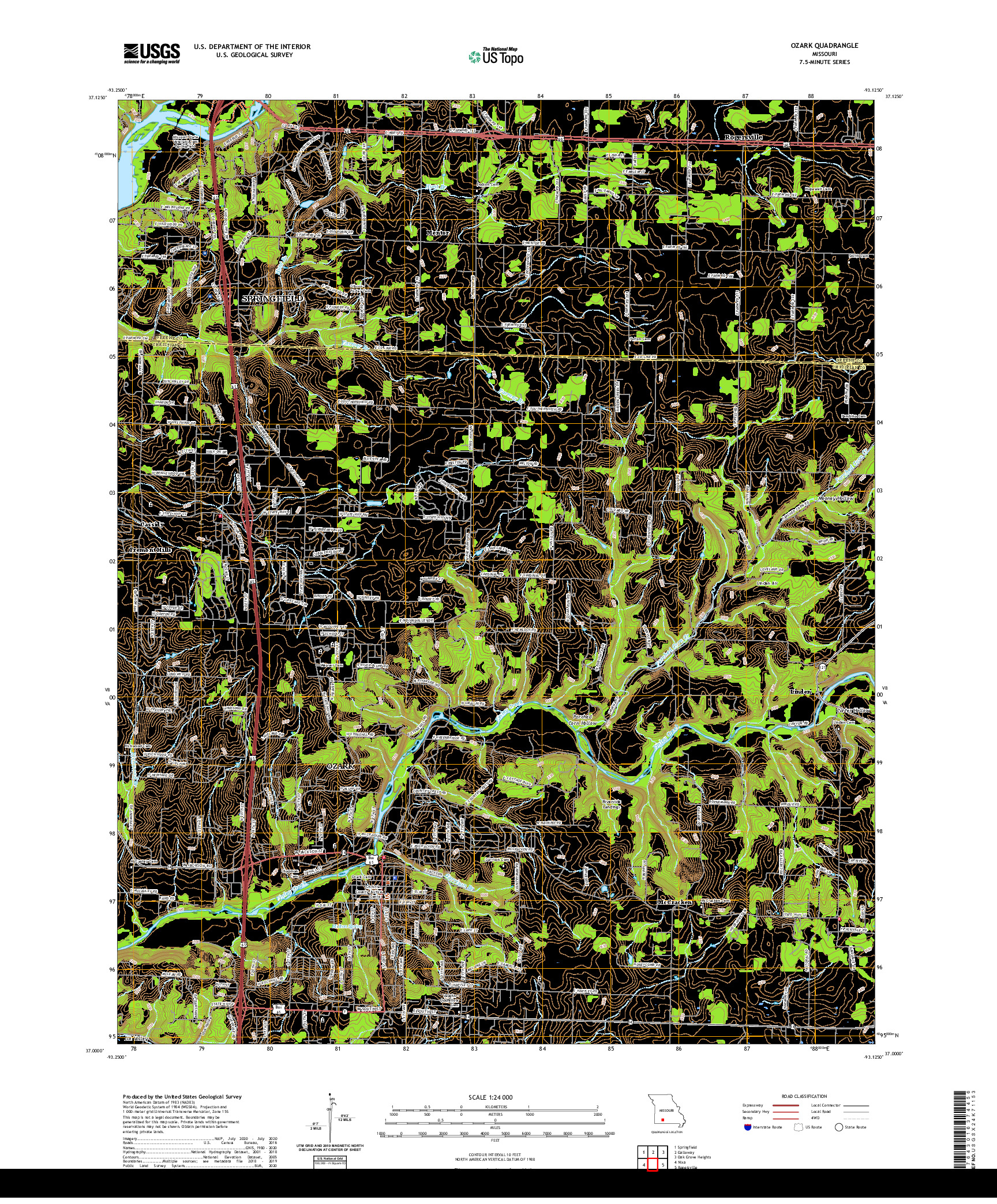 USGS US TOPO 7.5-MINUTE MAP FOR OZARK, MO 2021