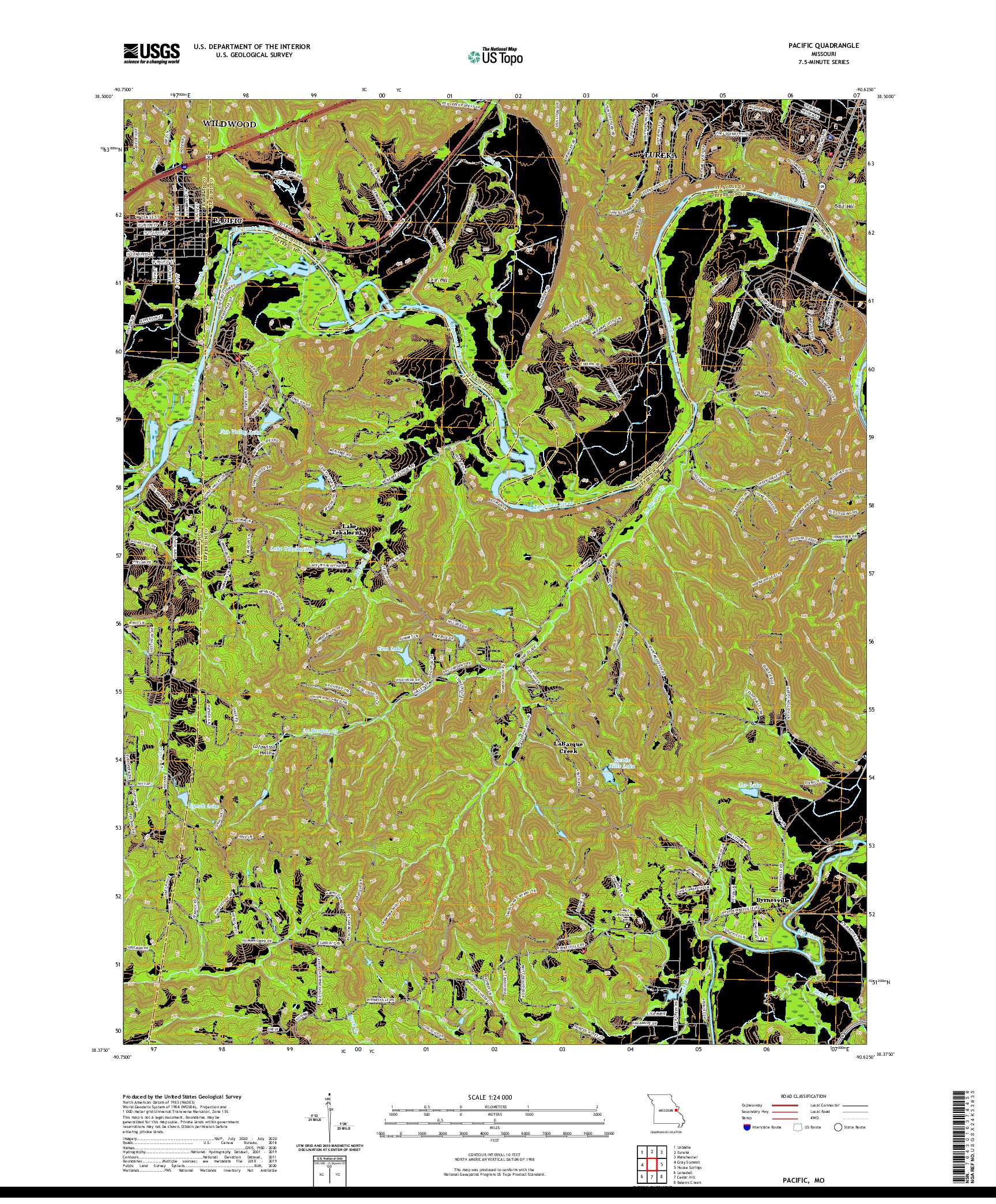 USGS US TOPO 7.5-MINUTE MAP FOR PACIFIC, MO 2021