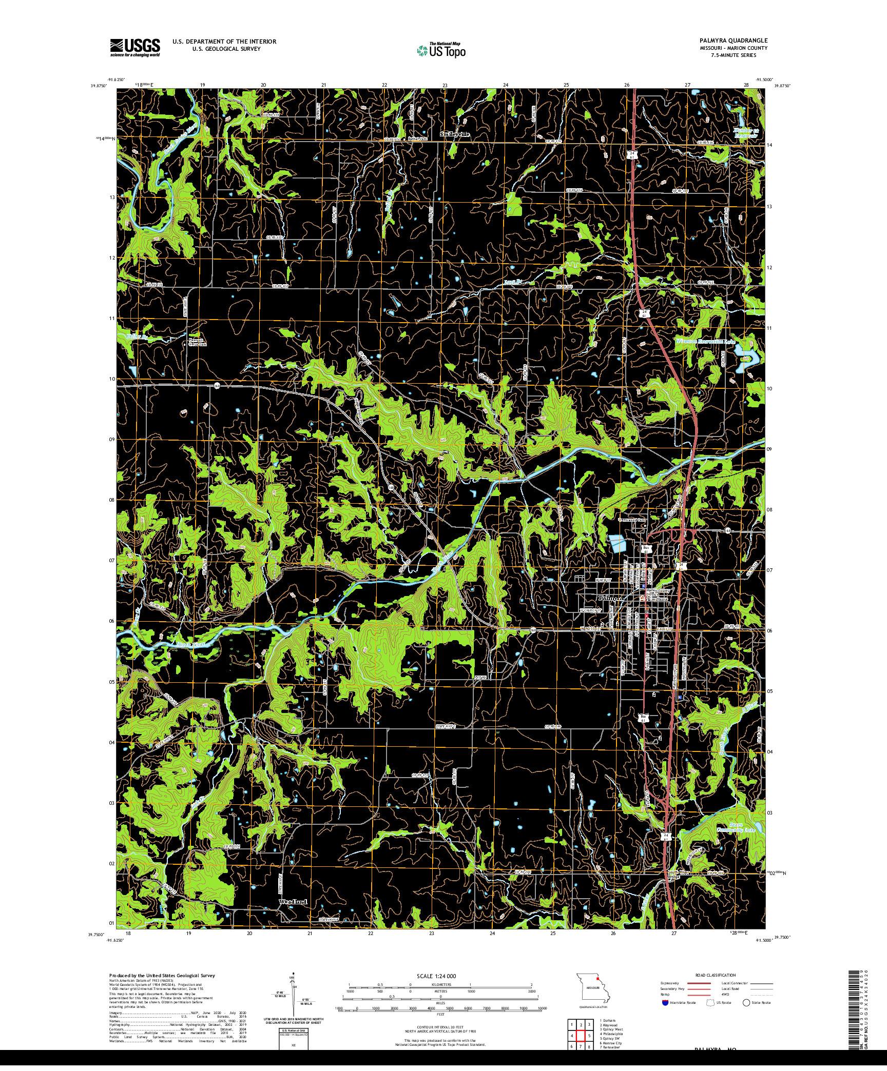 USGS US TOPO 7.5-MINUTE MAP FOR PALMYRA, MO 2021