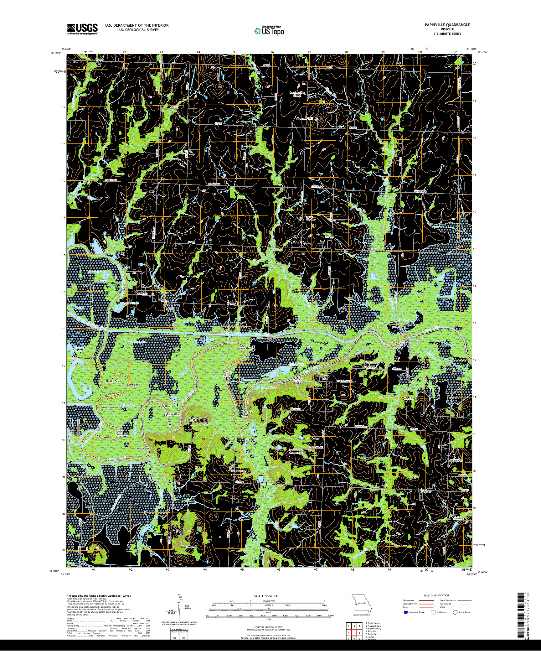USGS US TOPO 7.5-MINUTE MAP FOR PAPINVILLE, MO 2021