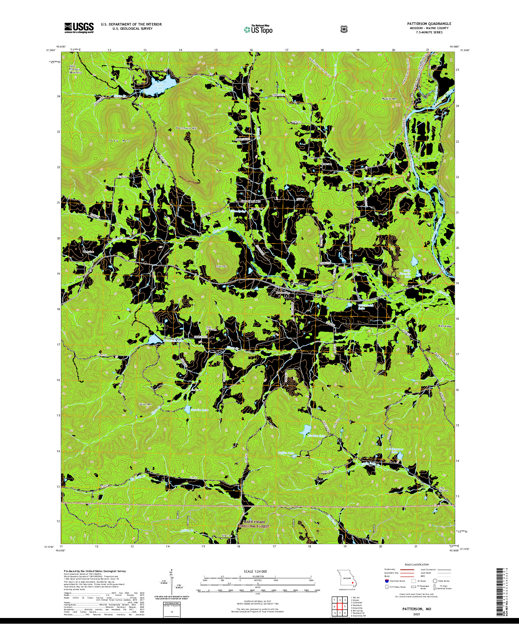 USGS US TOPO 7.5-MINUTE MAP FOR PATTERSON, MO 2021