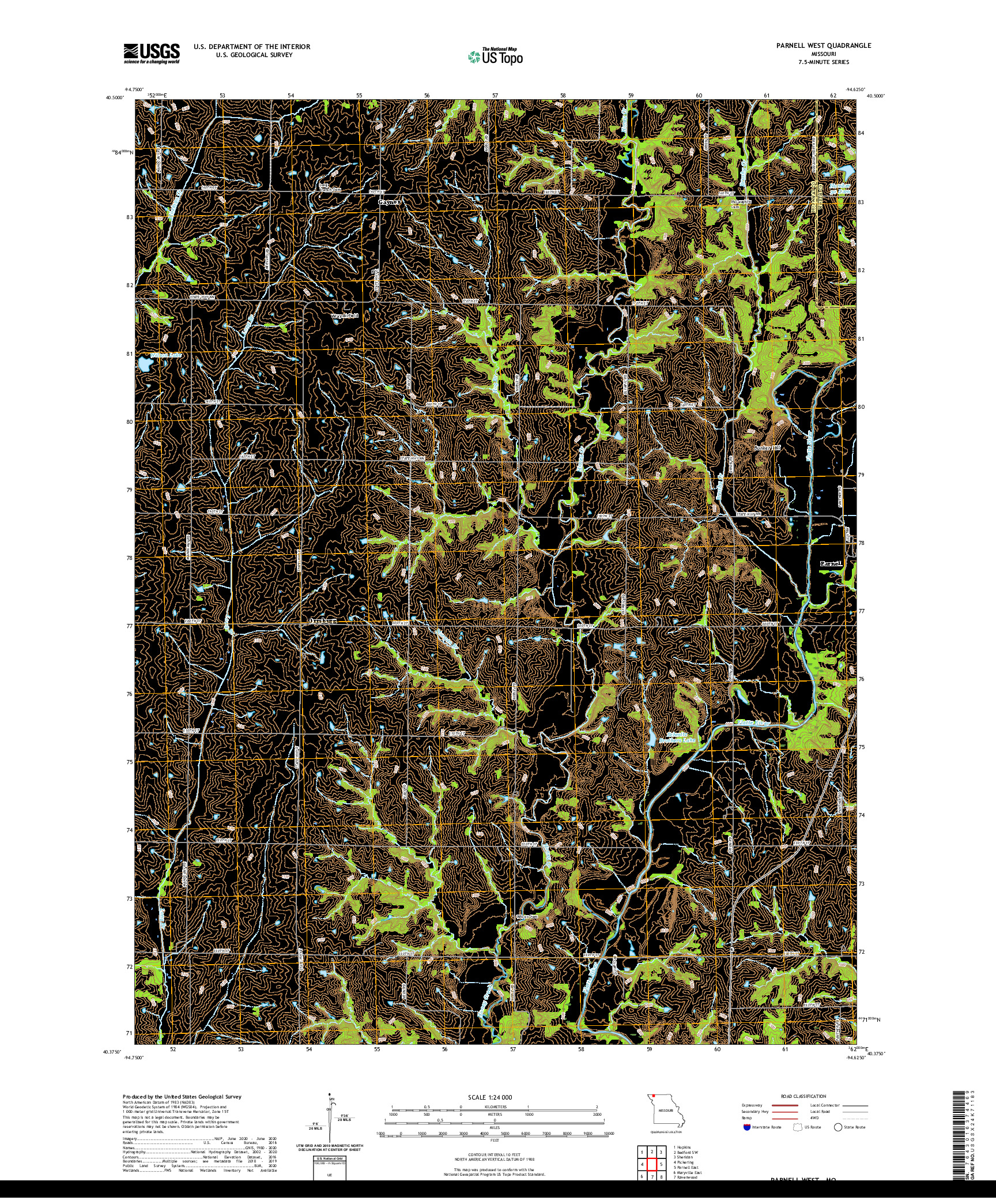 USGS US TOPO 7.5-MINUTE MAP FOR PARNELL WEST, MO 2021