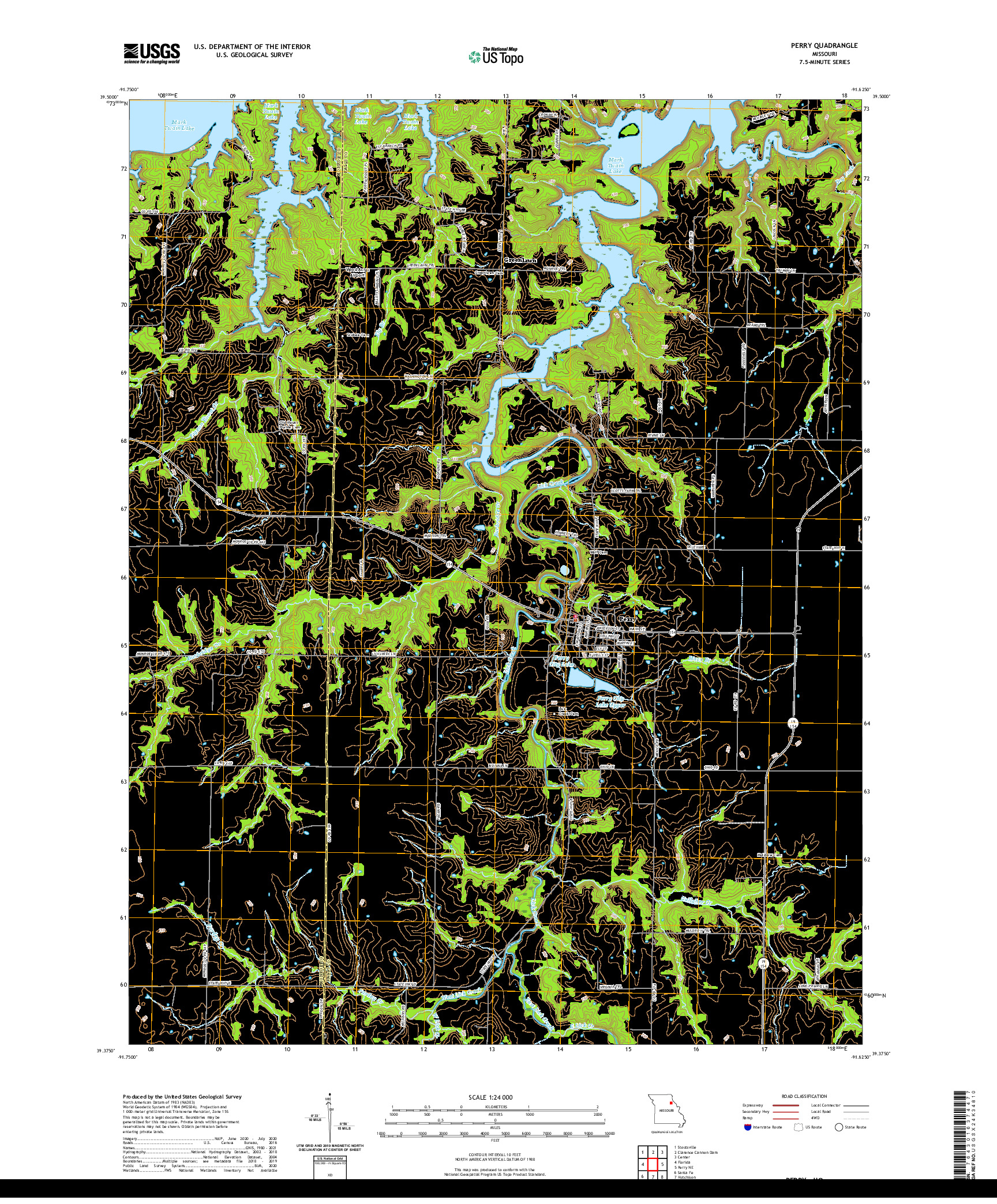 USGS US TOPO 7.5-MINUTE MAP FOR PERRY, MO 2021