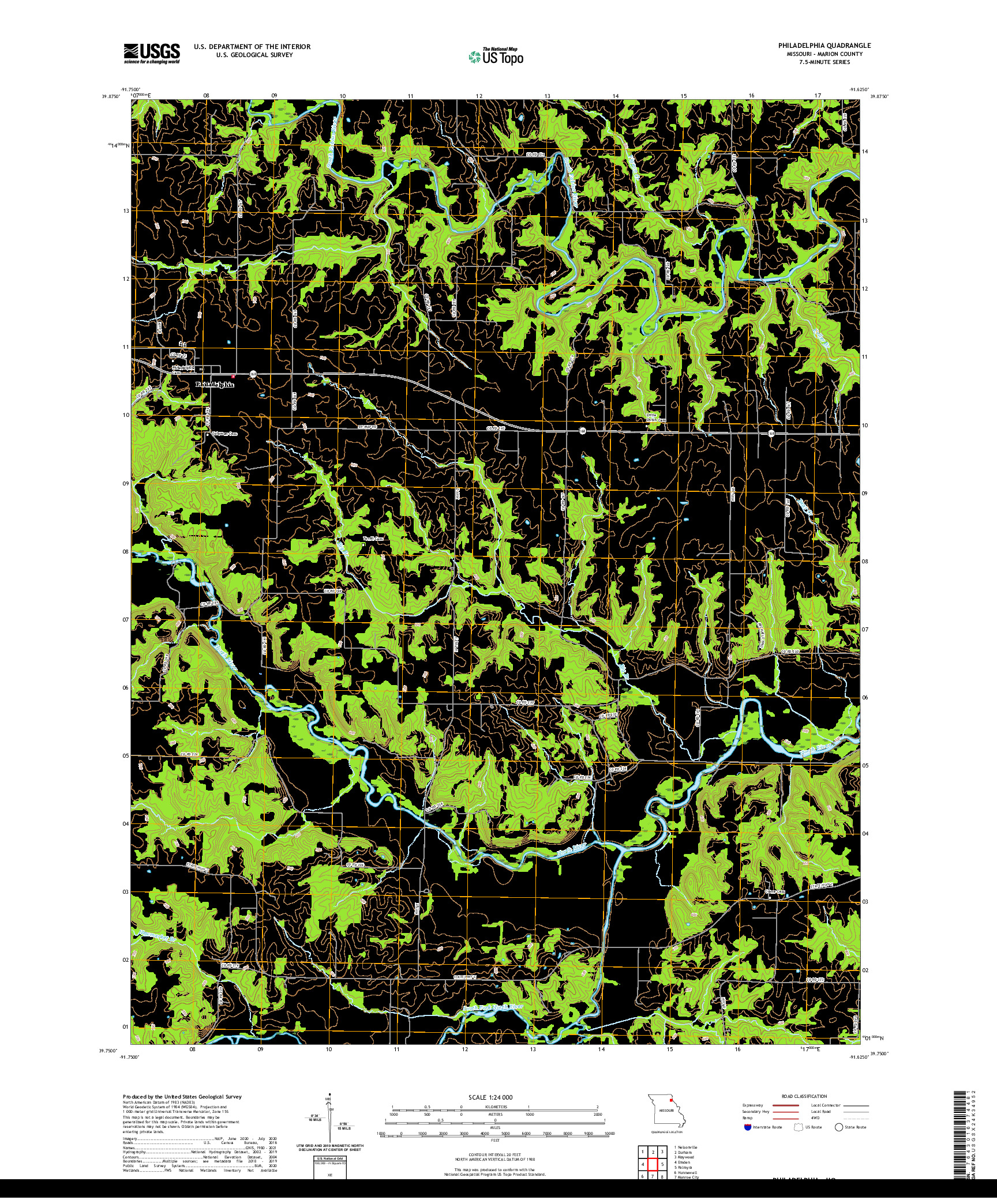 USGS US TOPO 7.5-MINUTE MAP FOR PHILADELPHIA, MO 2021