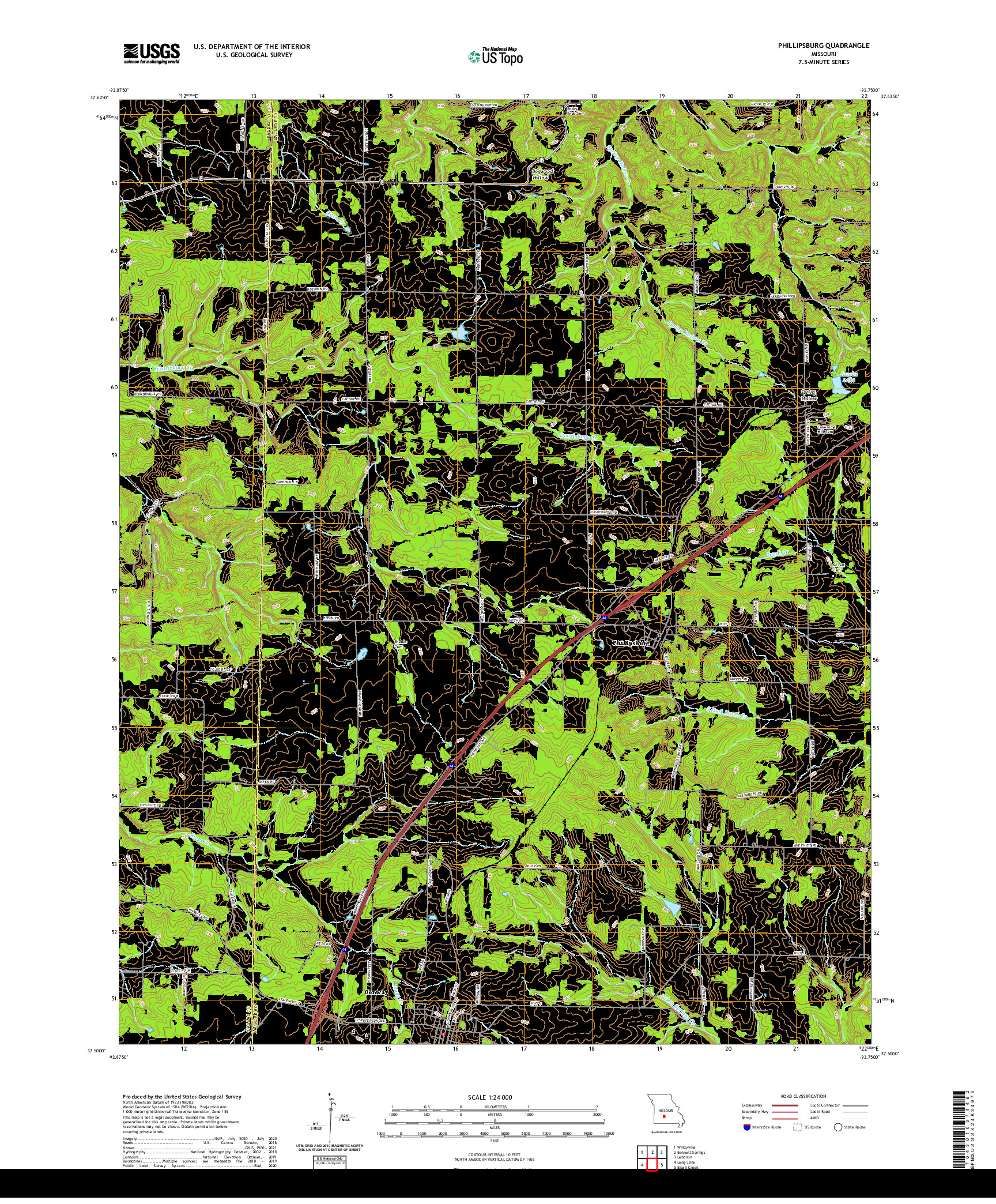 USGS US TOPO 7.5-MINUTE MAP FOR PHILLIPSBURG, MO 2021