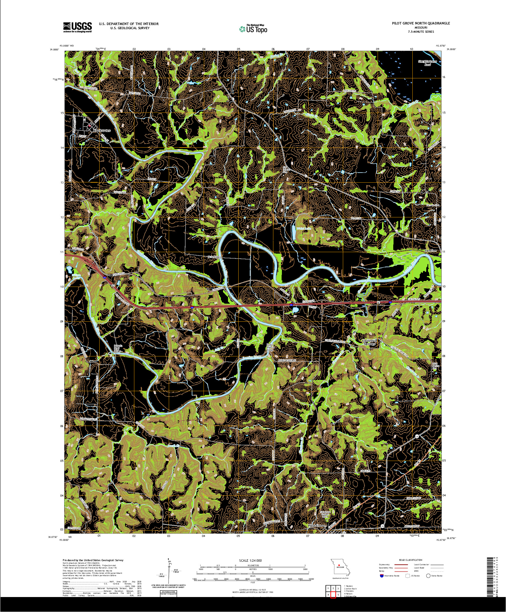 USGS US TOPO 7.5-MINUTE MAP FOR PILOT GROVE NORTH, MO 2021
