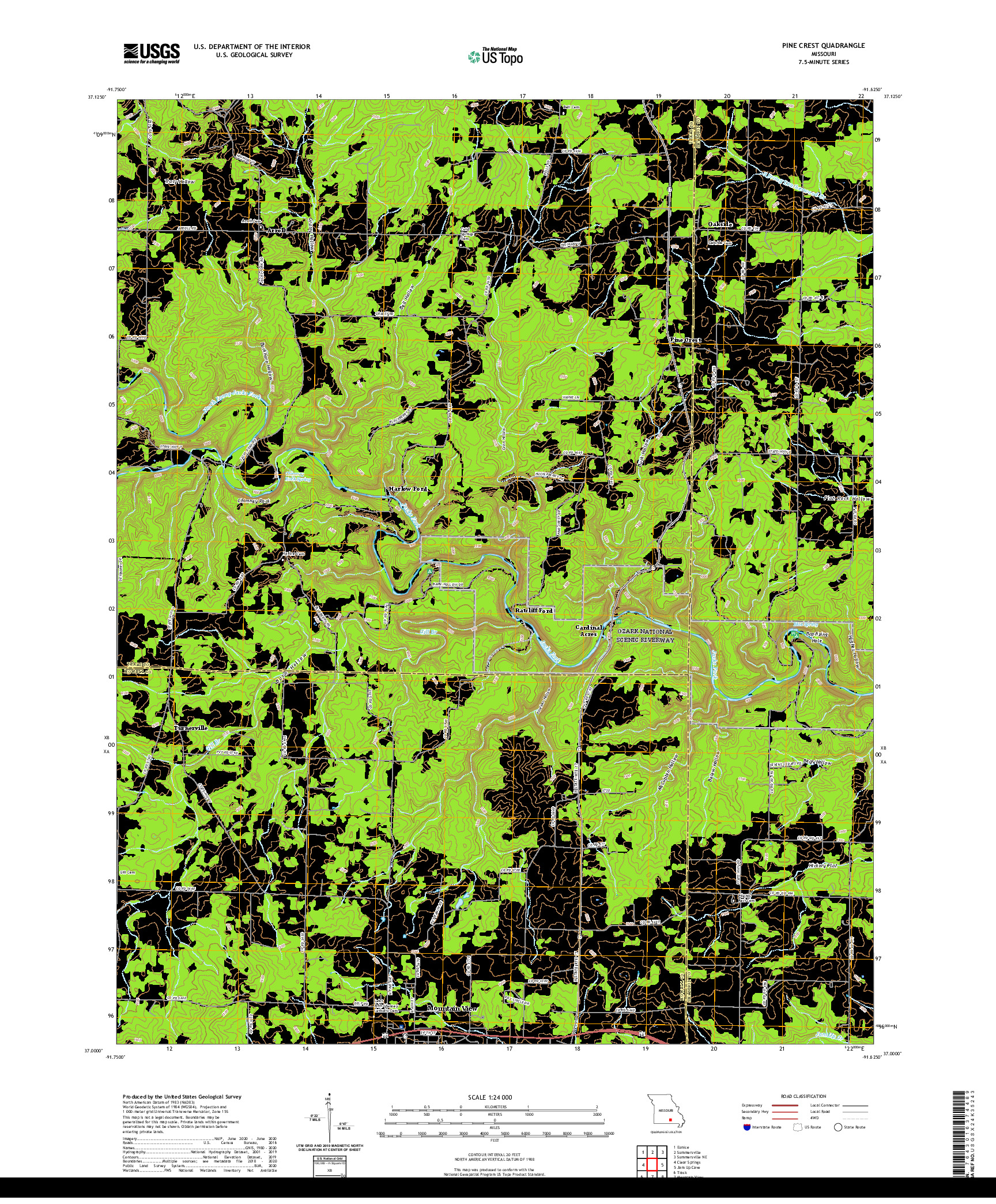 USGS US TOPO 7.5-MINUTE MAP FOR PINE CREST, MO 2021