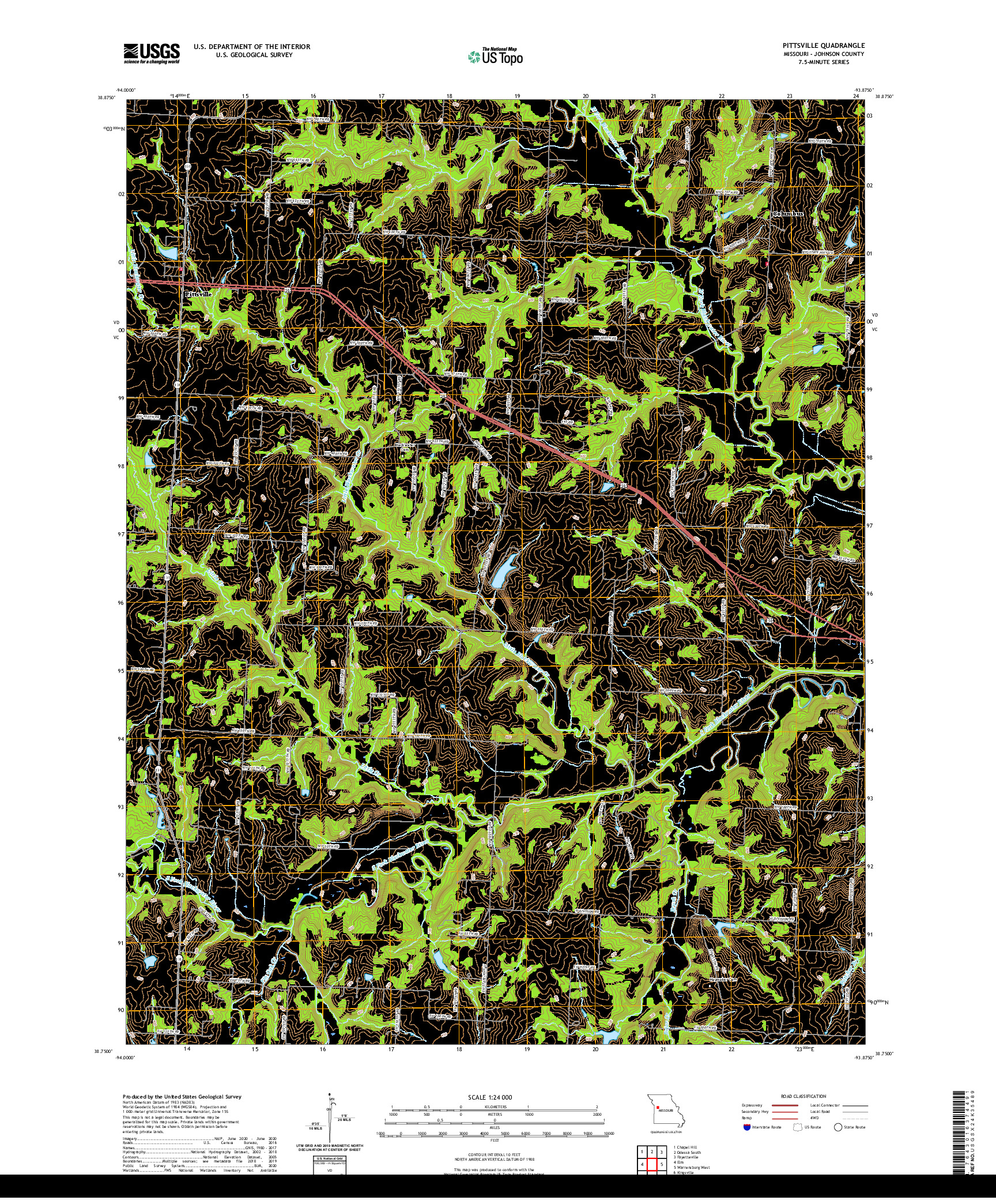 USGS US TOPO 7.5-MINUTE MAP FOR PITTSVILLE, MO 2021