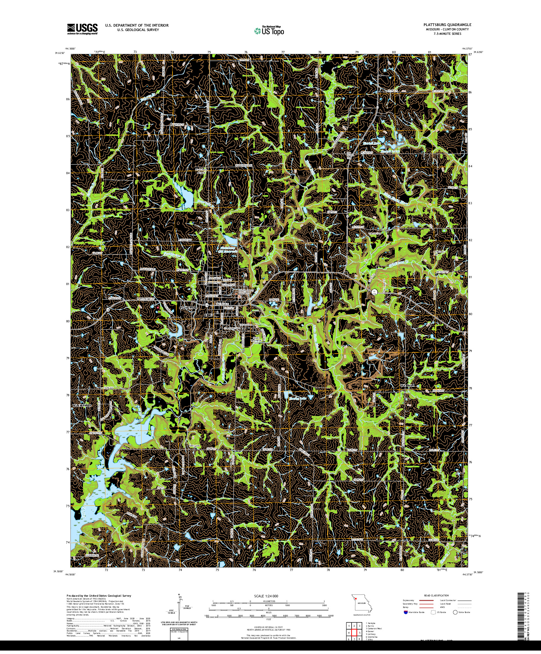 USGS US TOPO 7.5-MINUTE MAP FOR PLATTSBURG, MO 2021