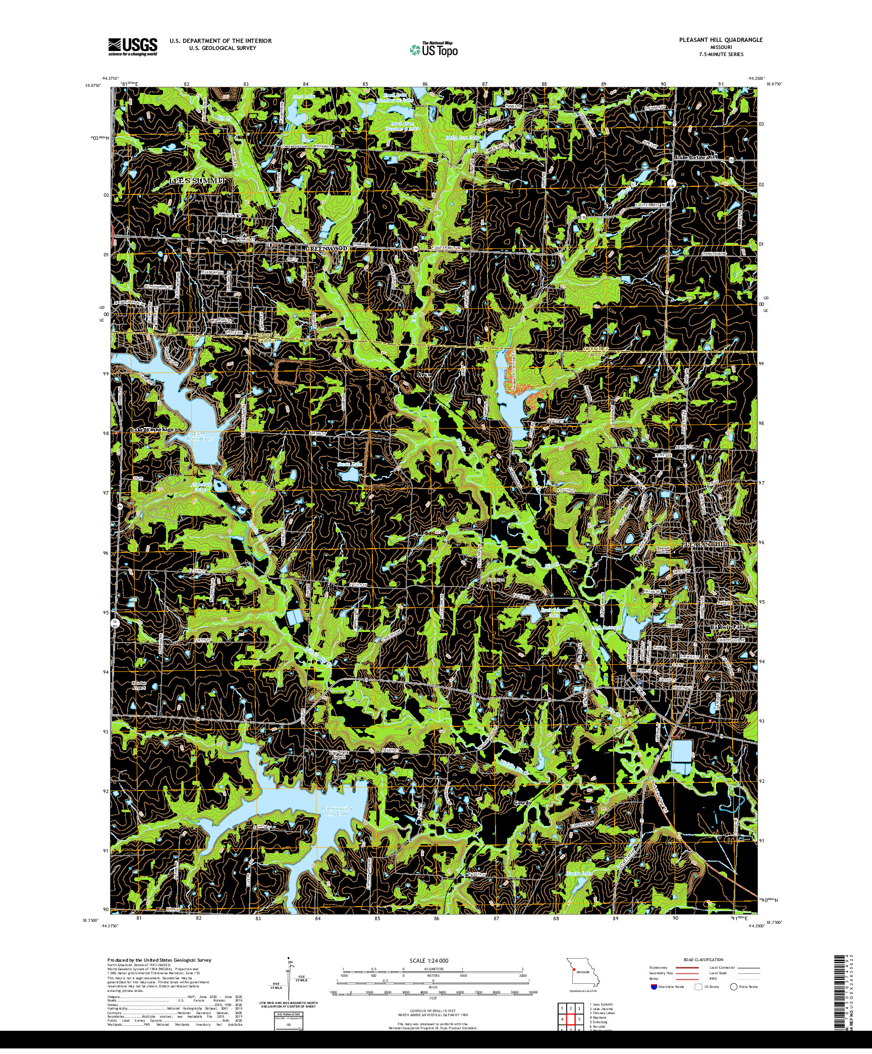 USGS US TOPO 7.5-MINUTE MAP FOR PLEASANT HILL, MO 2021