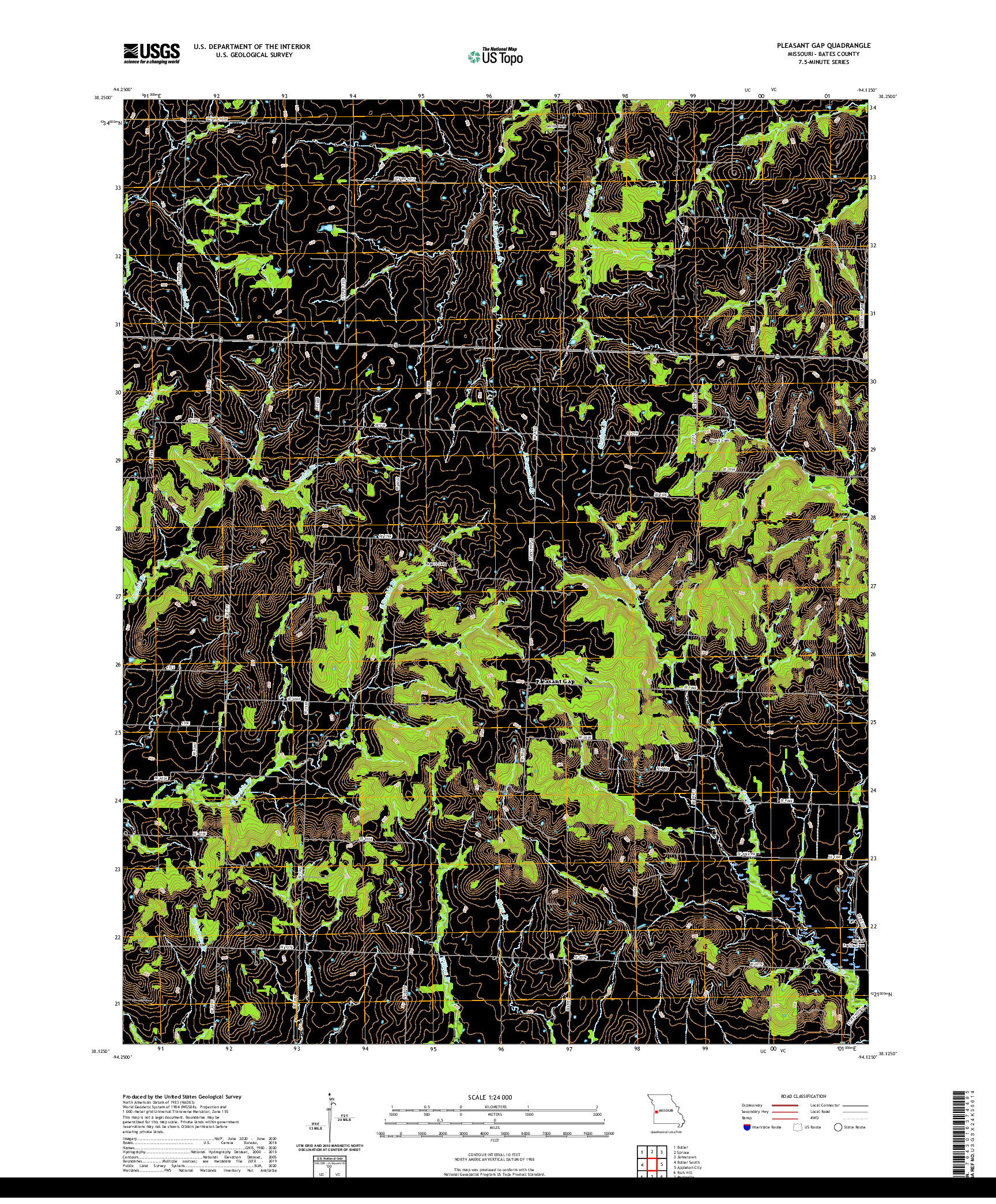 USGS US TOPO 7.5-MINUTE MAP FOR PLEASANT GAP, MO 2021