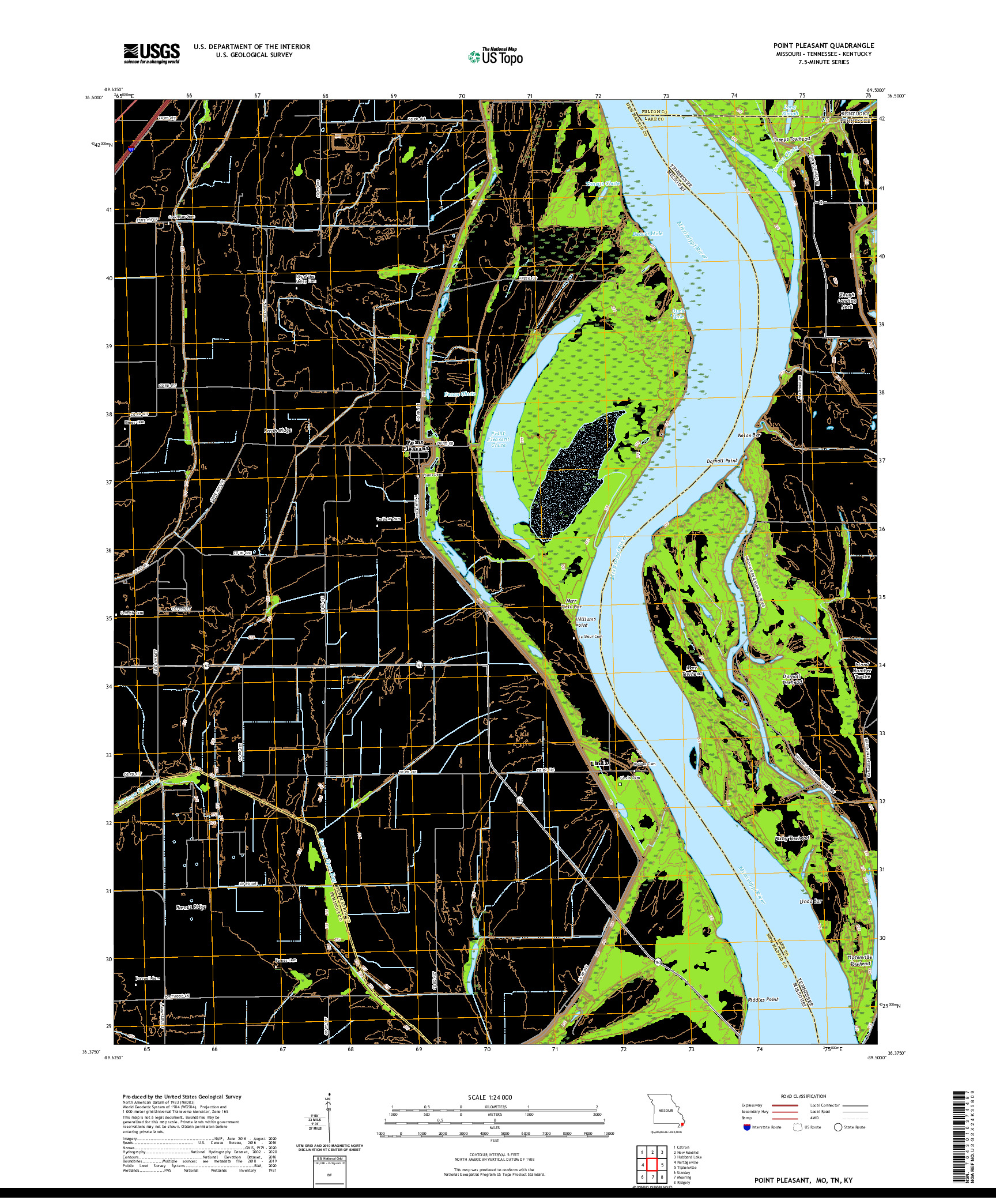 USGS US TOPO 7.5-MINUTE MAP FOR POINT PLEASANT, MO,TN,KY 2021