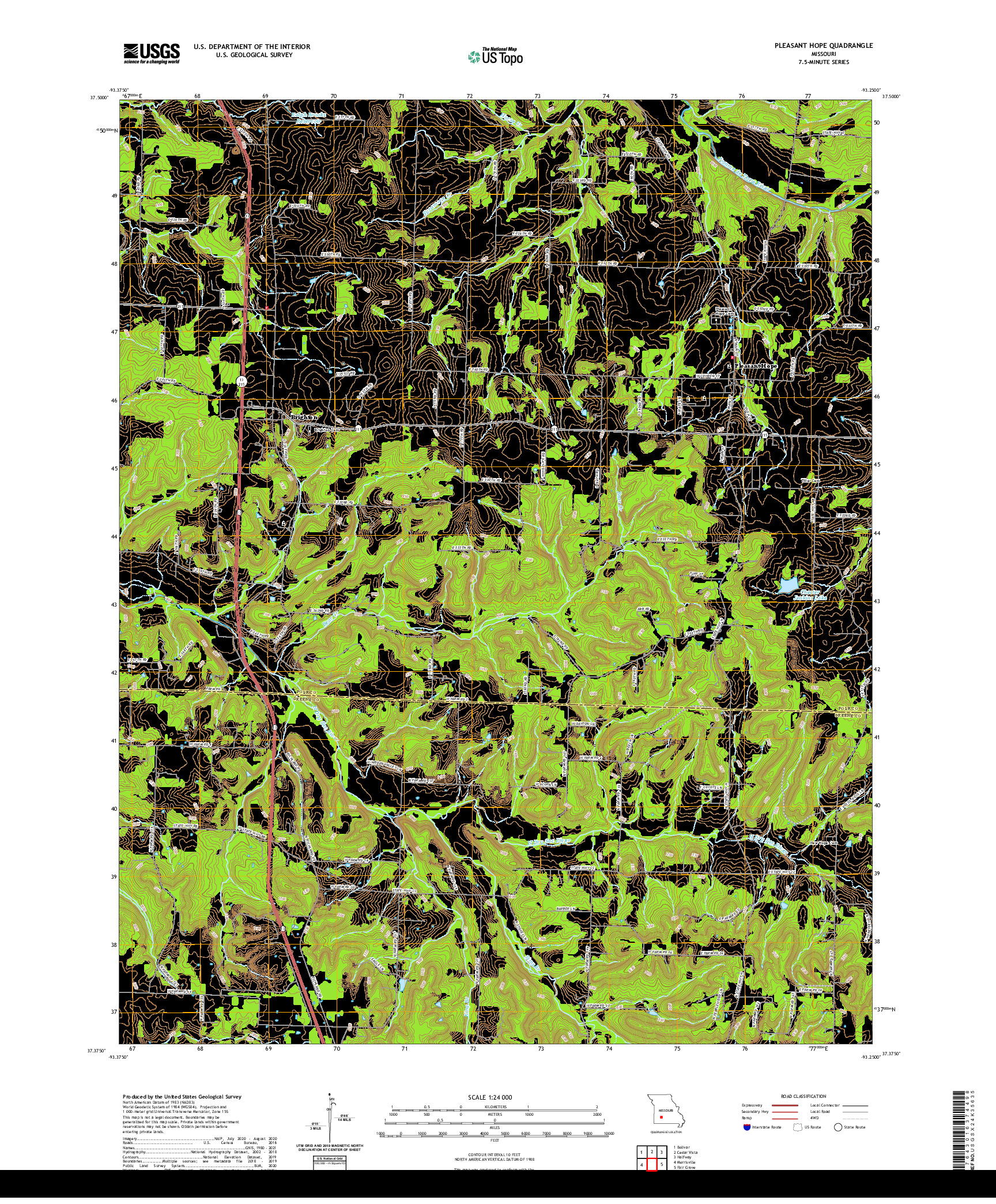 USGS US TOPO 7.5-MINUTE MAP FOR PLEASANT HOPE, MO 2021