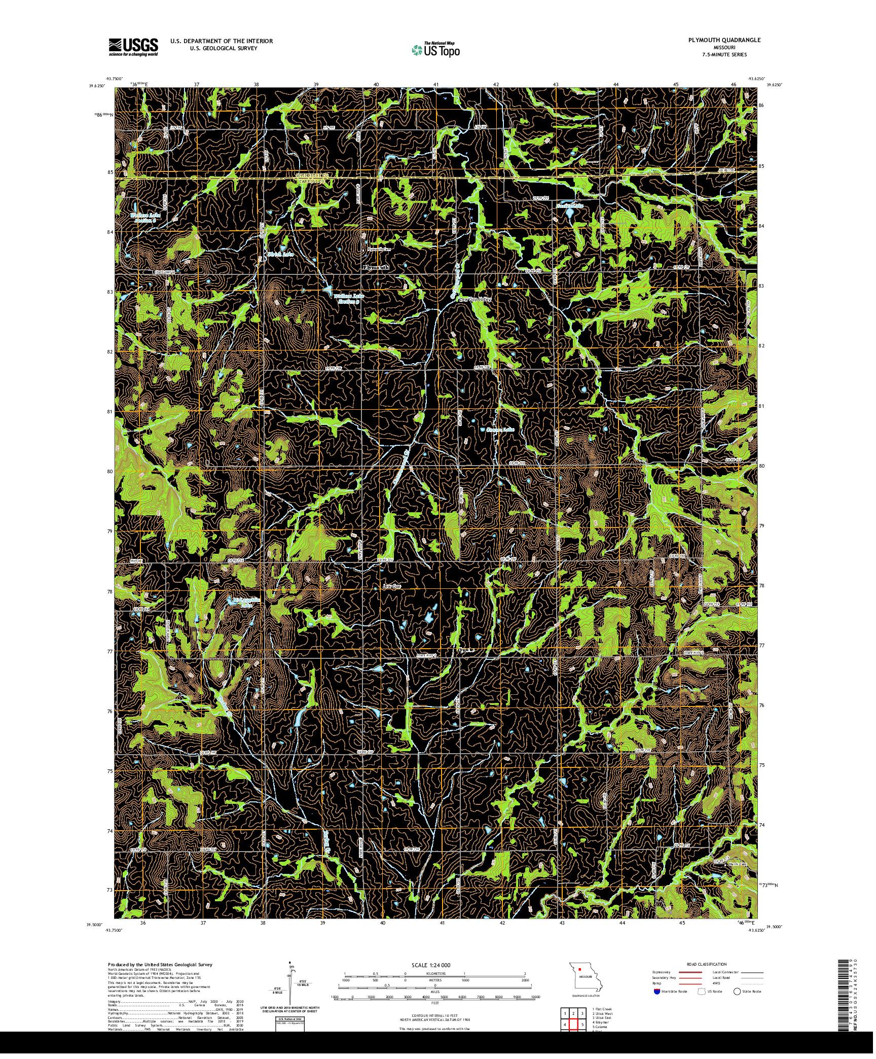 USGS US TOPO 7.5-MINUTE MAP FOR PLYMOUTH, MO 2021