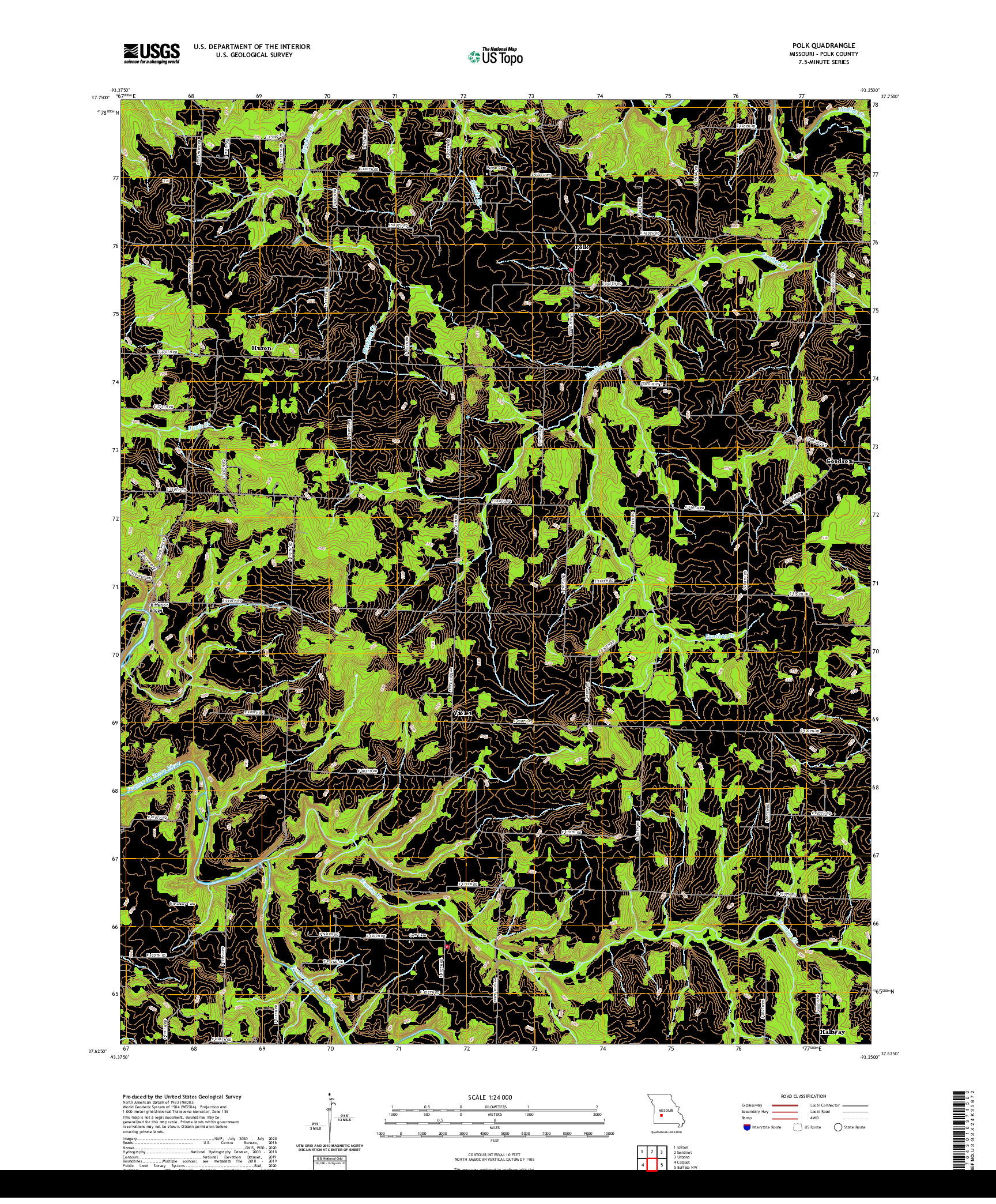 USGS US TOPO 7.5-MINUTE MAP FOR POLK, MO 2021