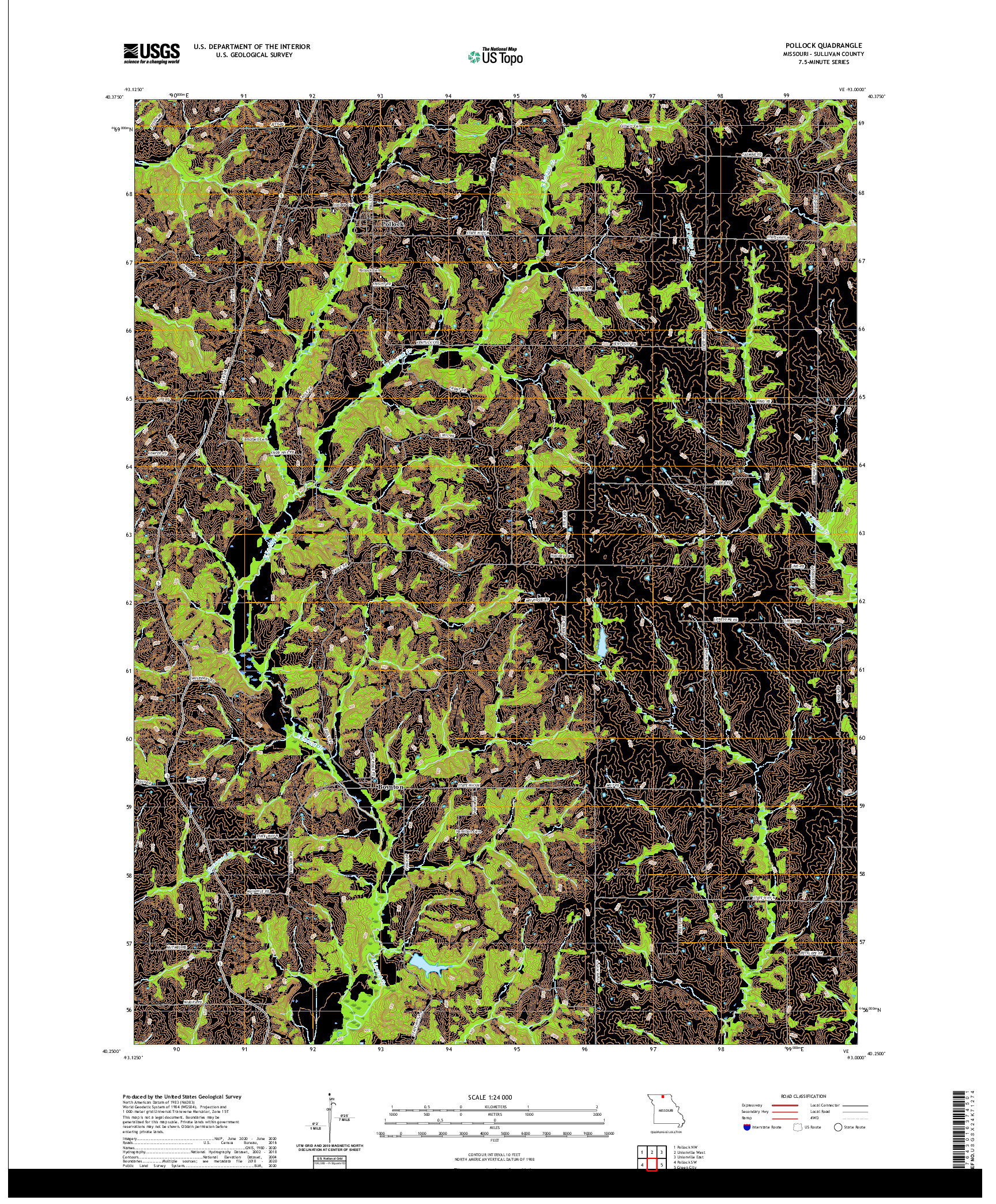 USGS US TOPO 7.5-MINUTE MAP FOR POLLOCK, MO 2021