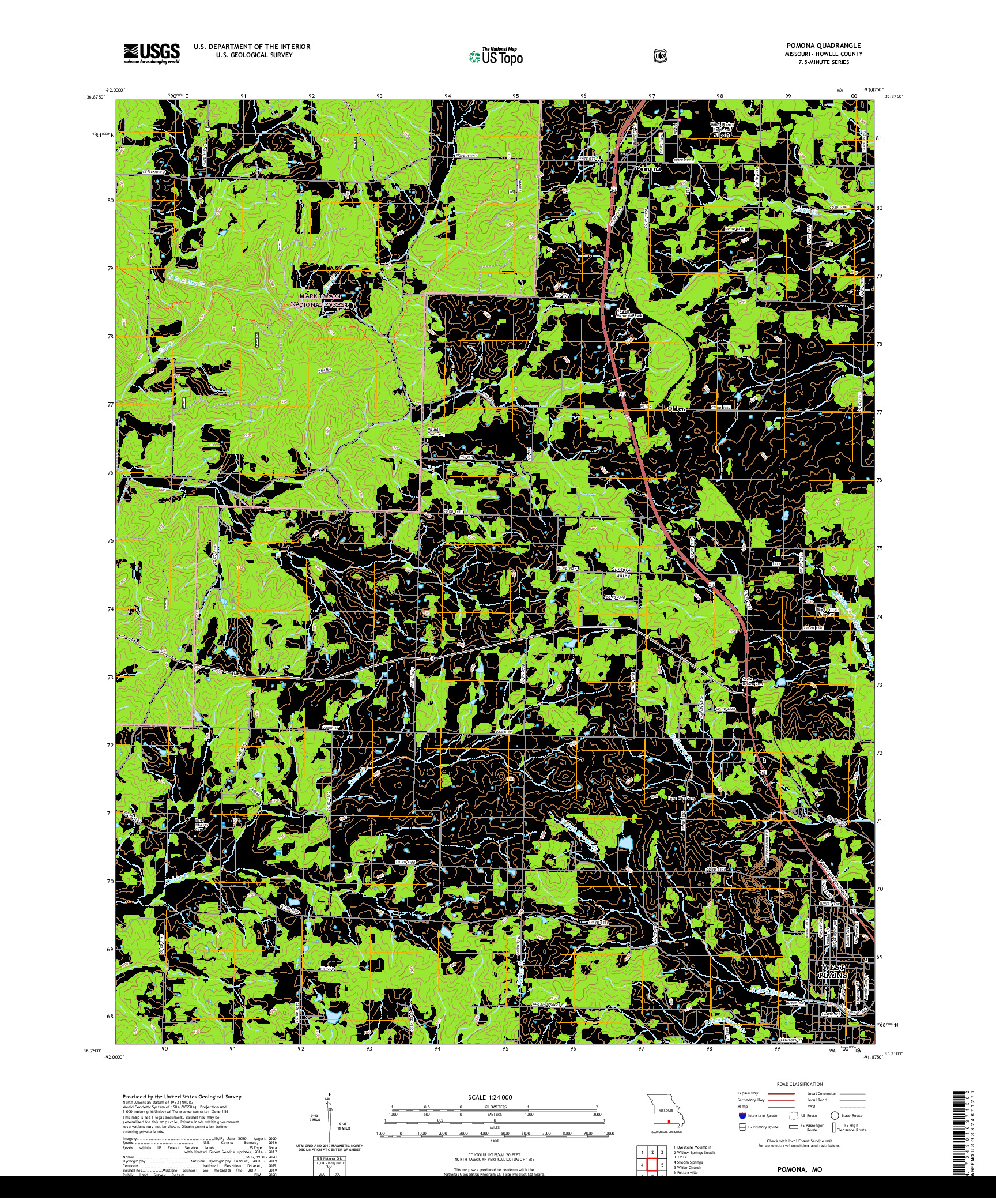 USGS US TOPO 7.5-MINUTE MAP FOR POMONA, MO 2021