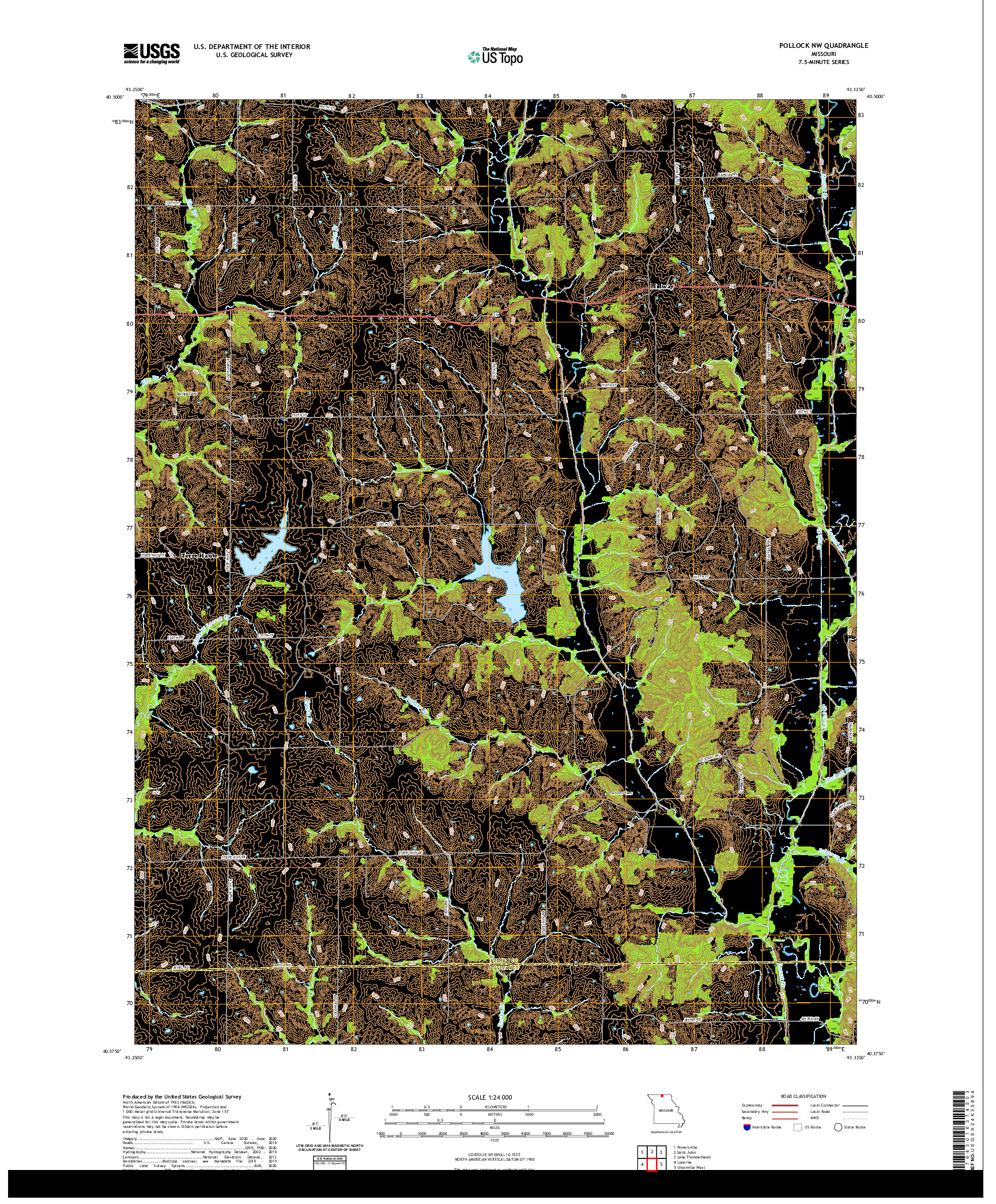 USGS US TOPO 7.5-MINUTE MAP FOR POLLOCK NW, MO 2021