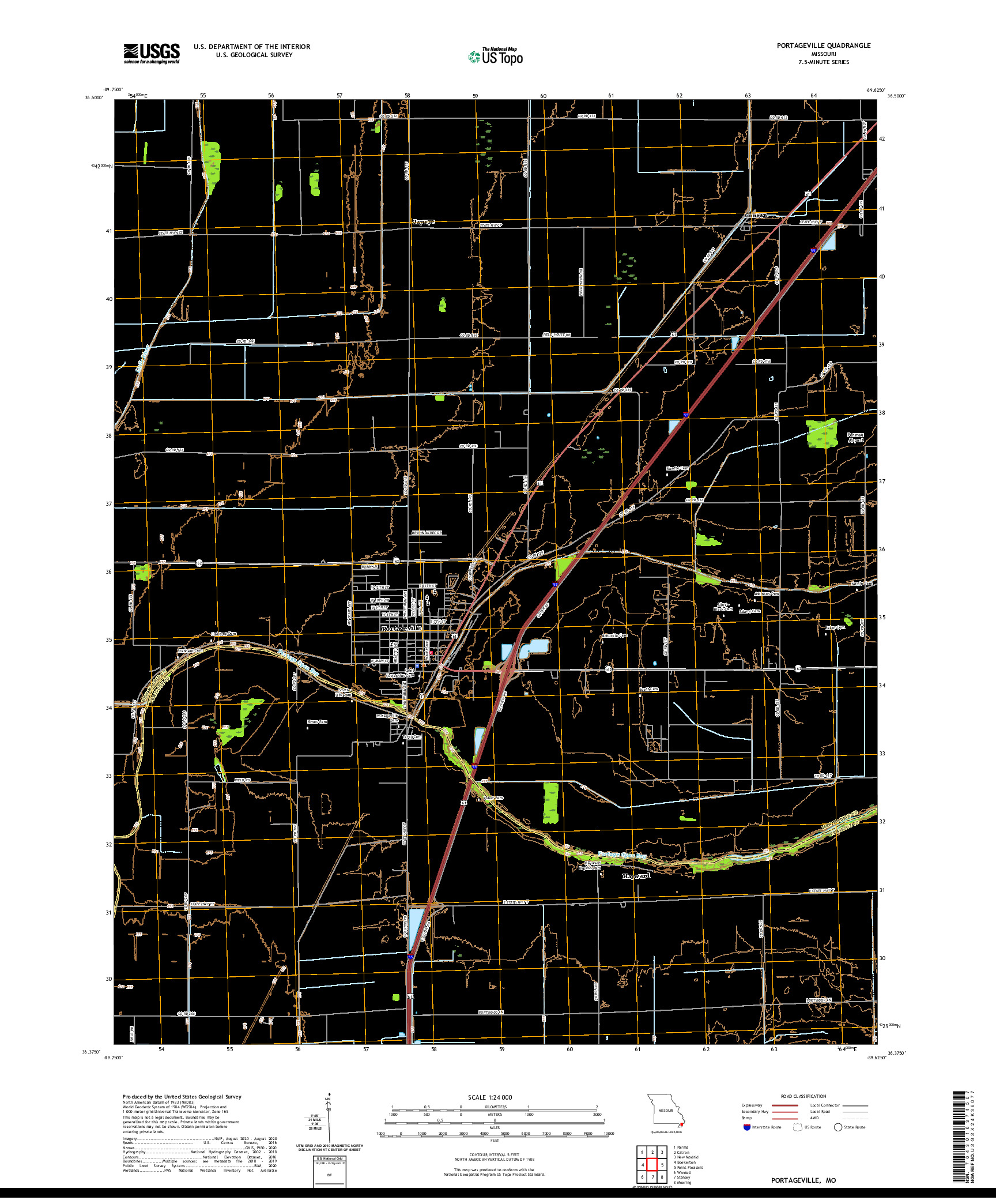 USGS US TOPO 7.5-MINUTE MAP FOR PORTAGEVILLE, MO 2021