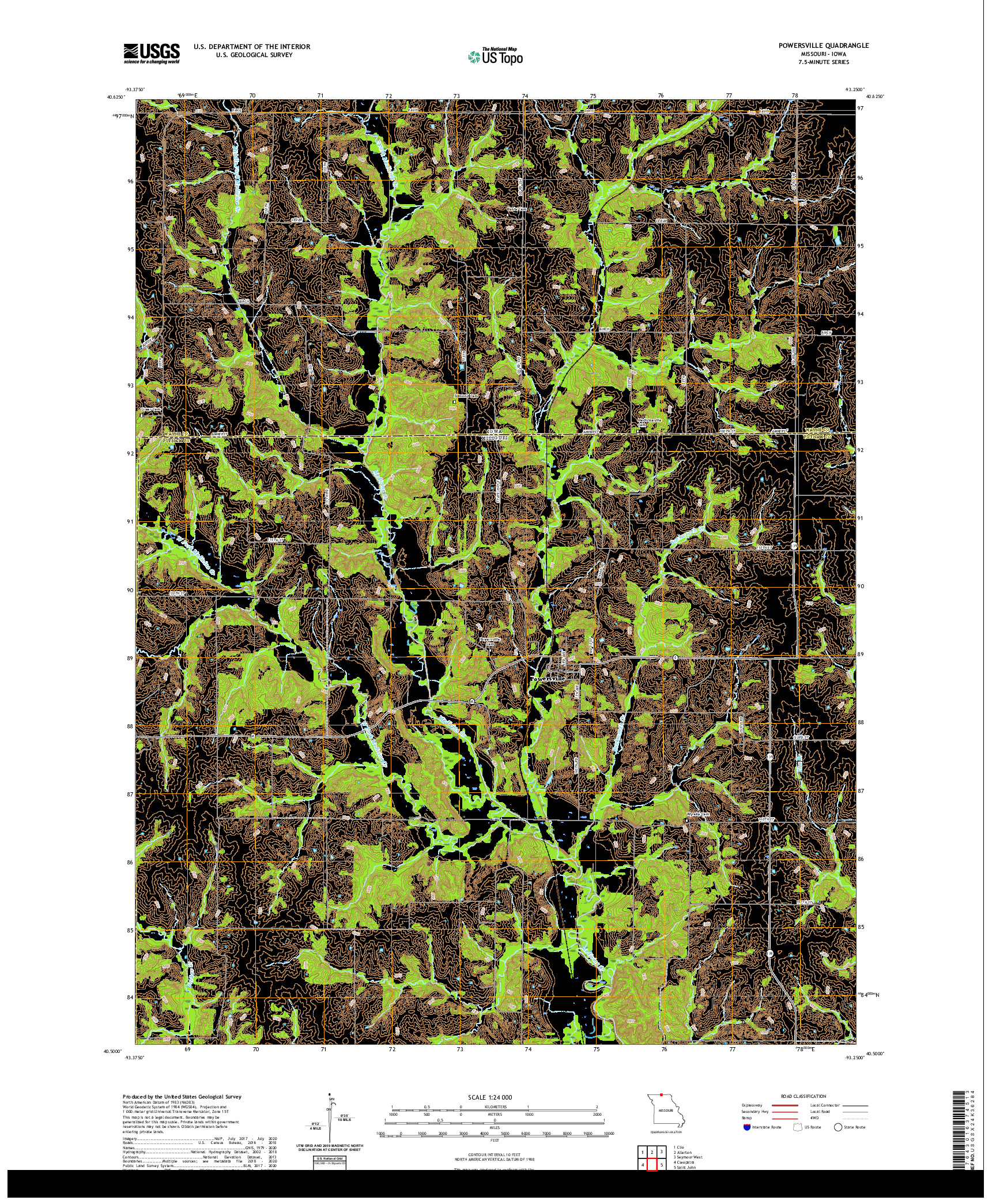 USGS US TOPO 7.5-MINUTE MAP FOR POWERSVILLE, MO,IA 2021