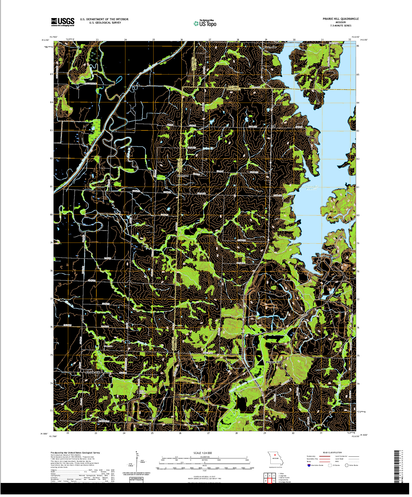 USGS US TOPO 7.5-MINUTE MAP FOR PRAIRIE HILL, MO 2021