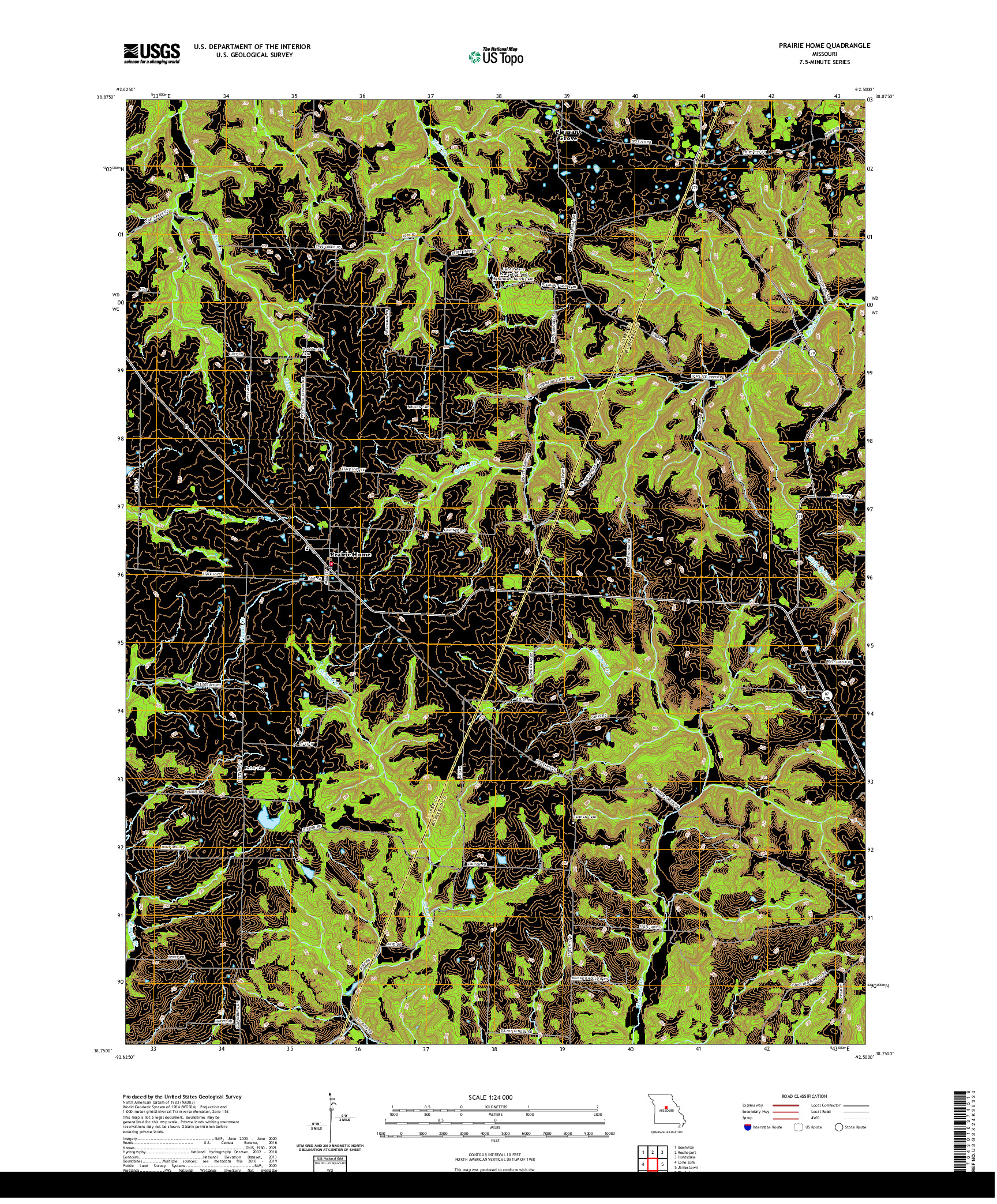 USGS US TOPO 7.5-MINUTE MAP FOR PRAIRIE HOME, MO 2021