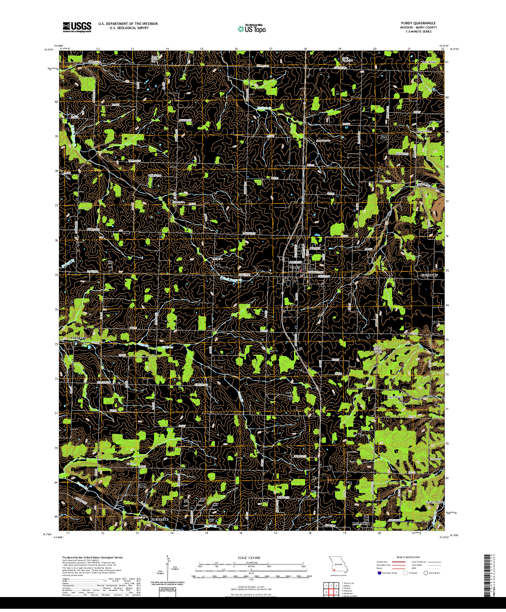 USGS US TOPO 7.5-MINUTE MAP FOR PURDY, MO 2021