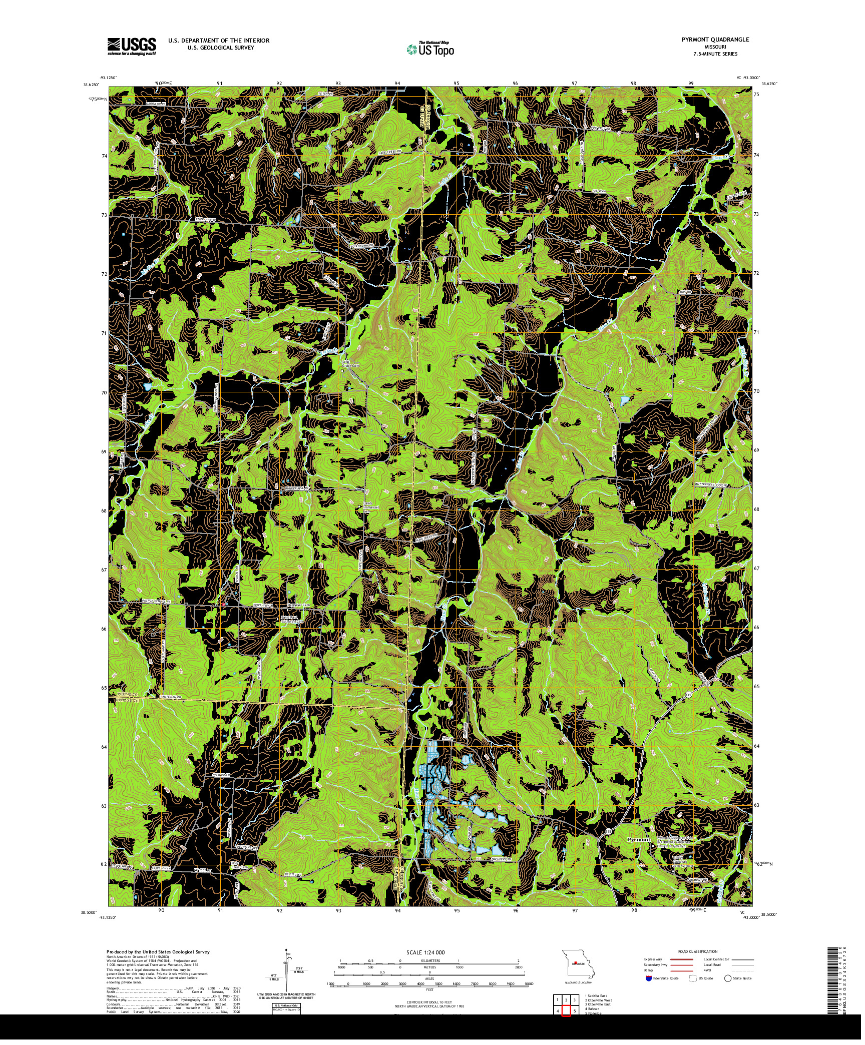 USGS US TOPO 7.5-MINUTE MAP FOR PYRMONT, MO 2021