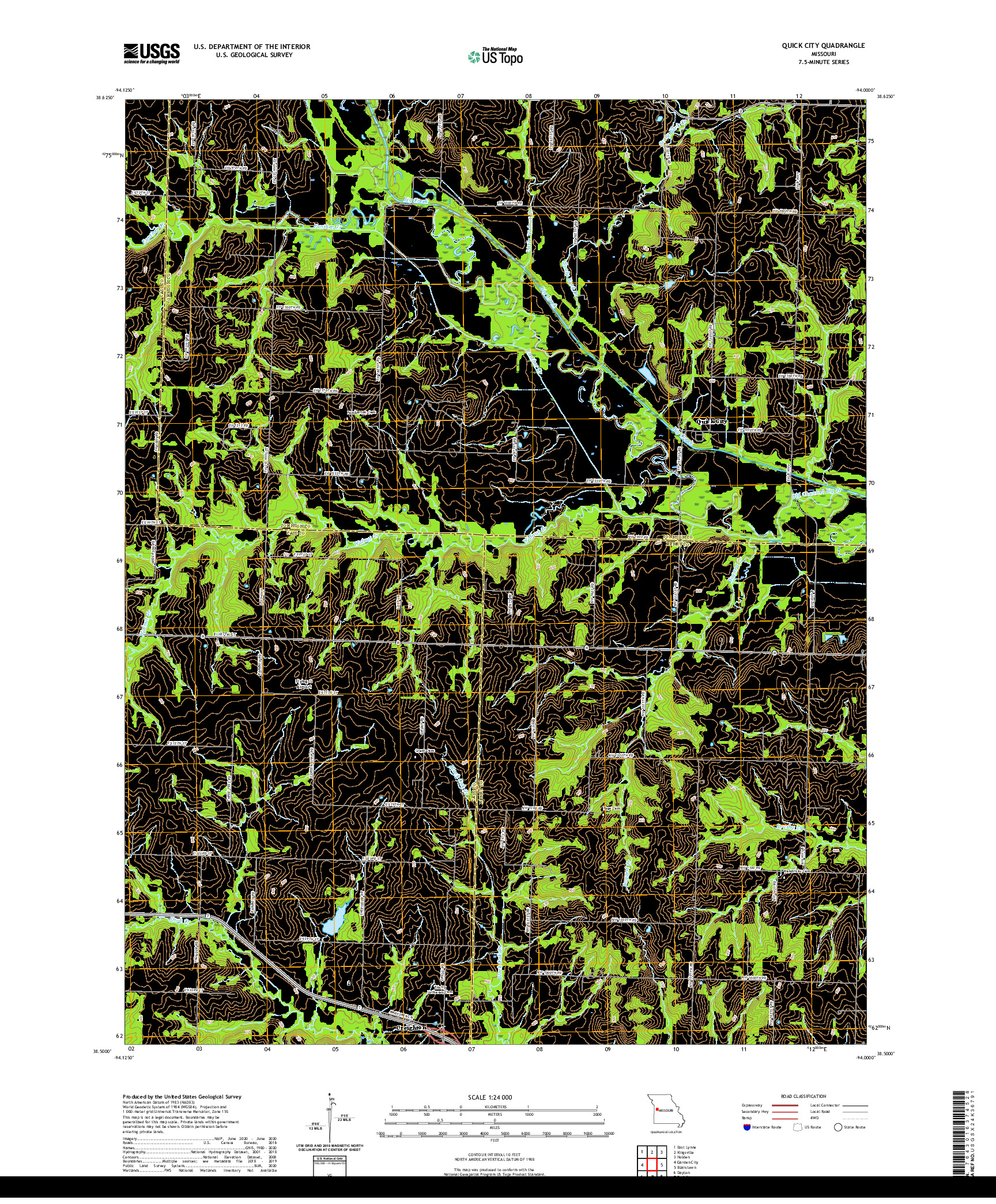 USGS US TOPO 7.5-MINUTE MAP FOR QUICK CITY, MO 2021