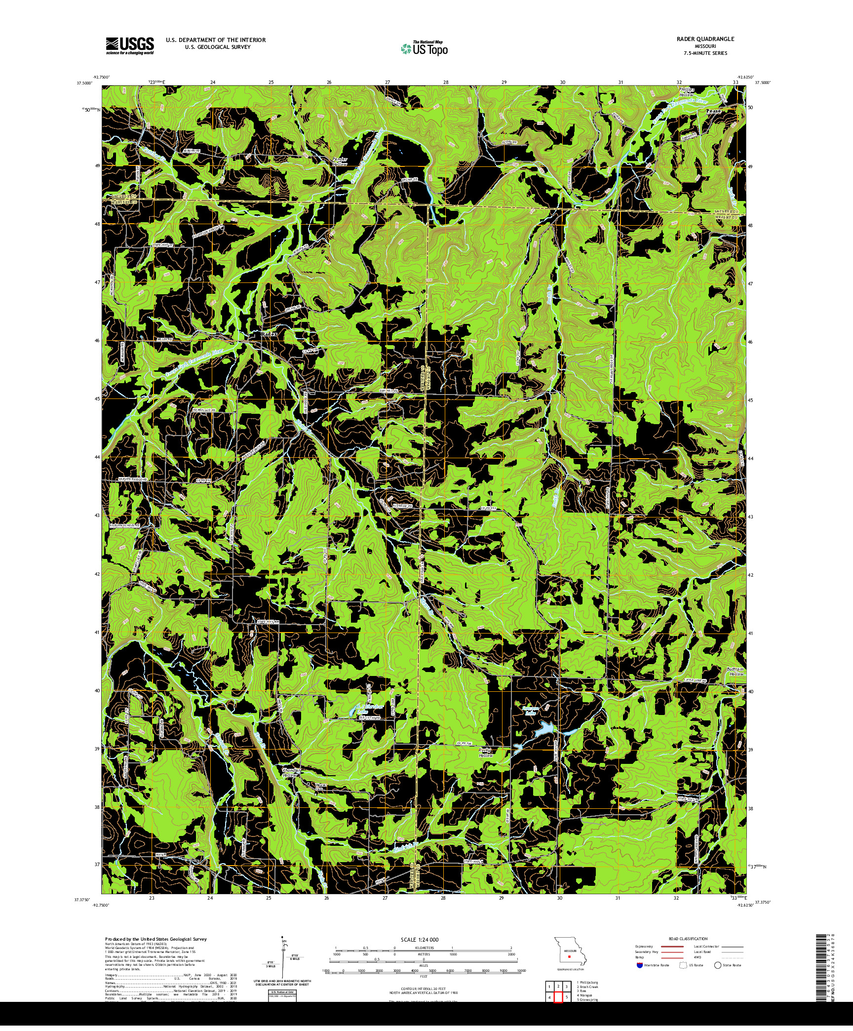 USGS US TOPO 7.5-MINUTE MAP FOR RADER, MO 2021