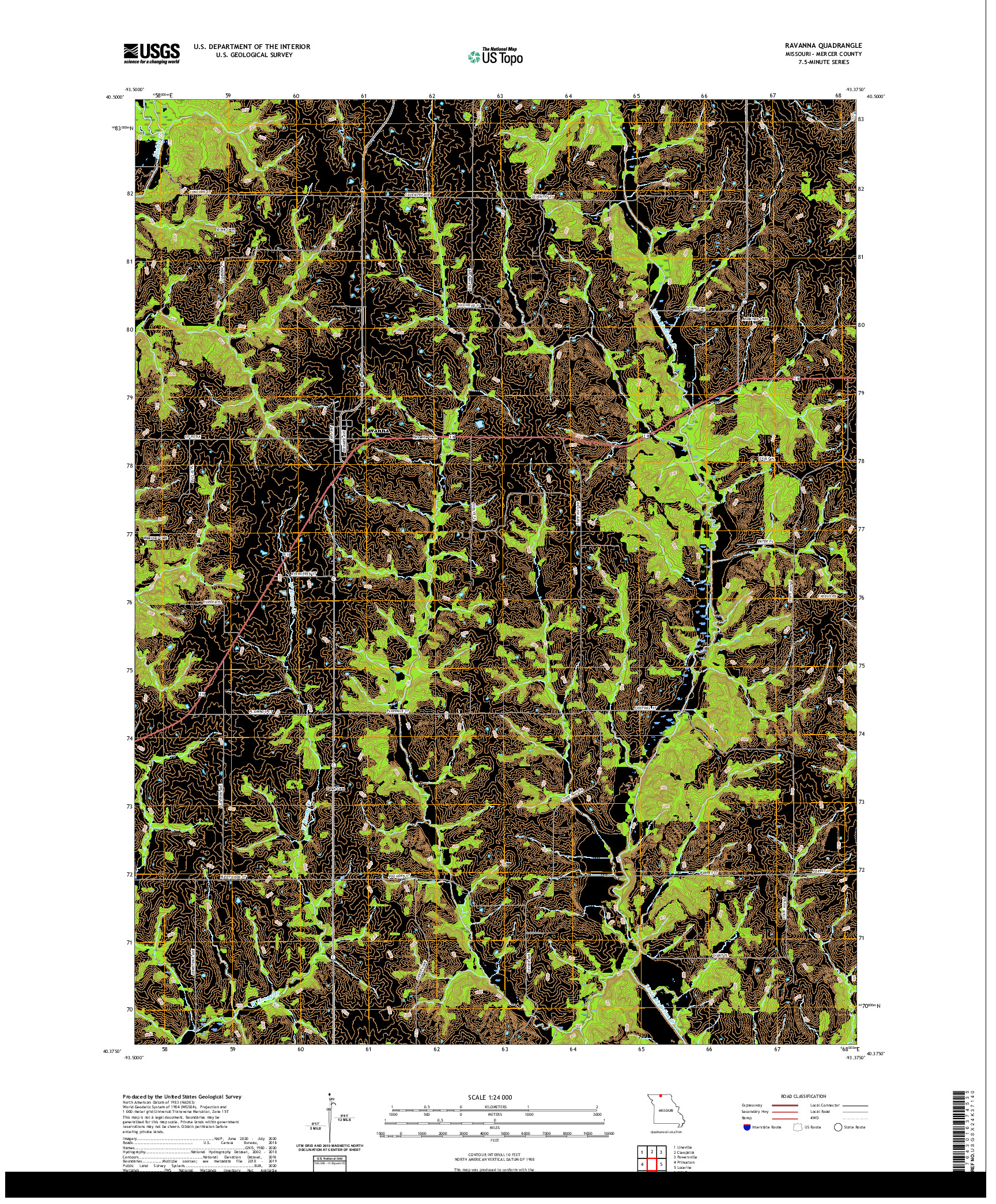 USGS US TOPO 7.5-MINUTE MAP FOR RAVANNA, MO 2021