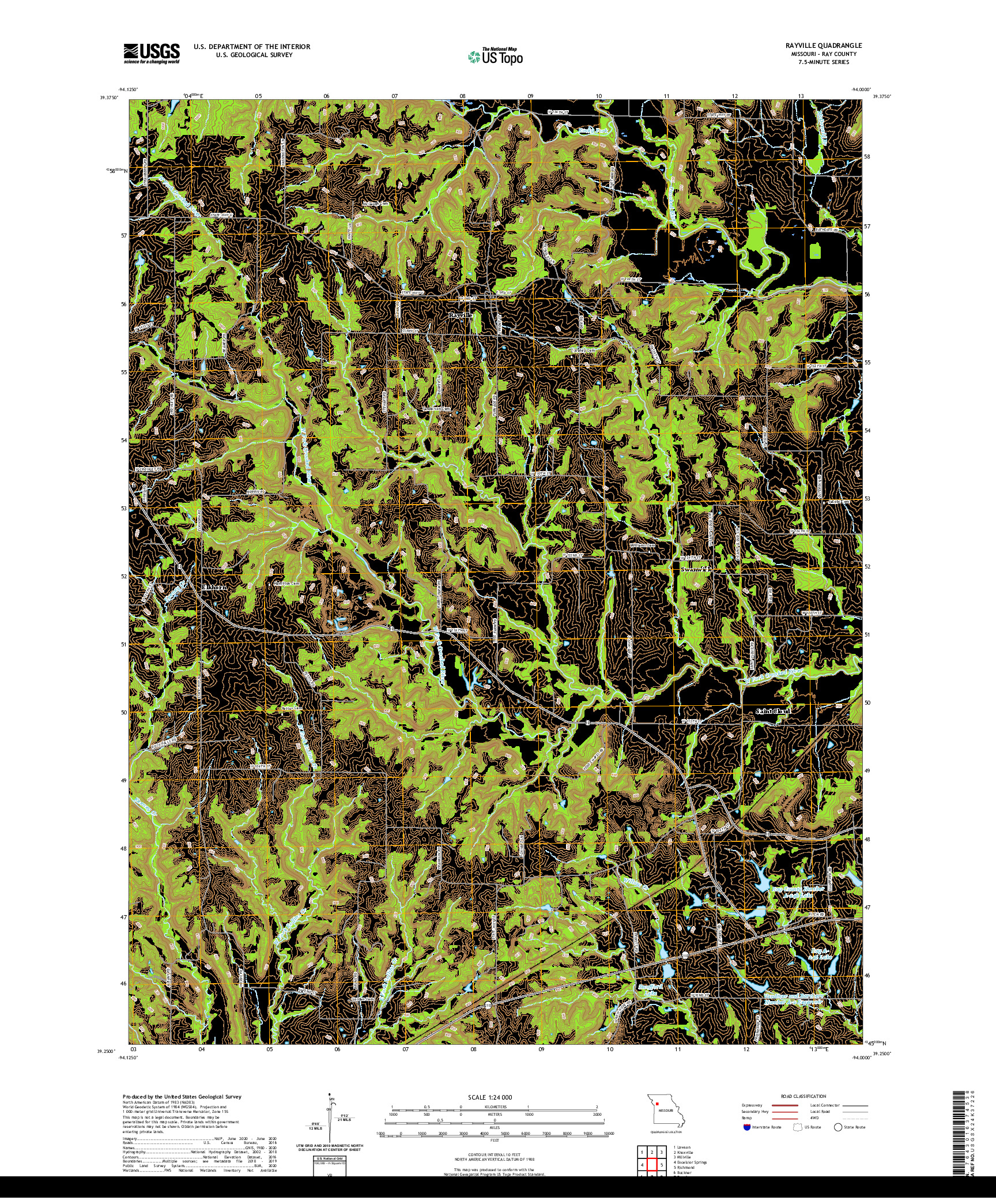 USGS US TOPO 7.5-MINUTE MAP FOR RAYVILLE, MO 2021