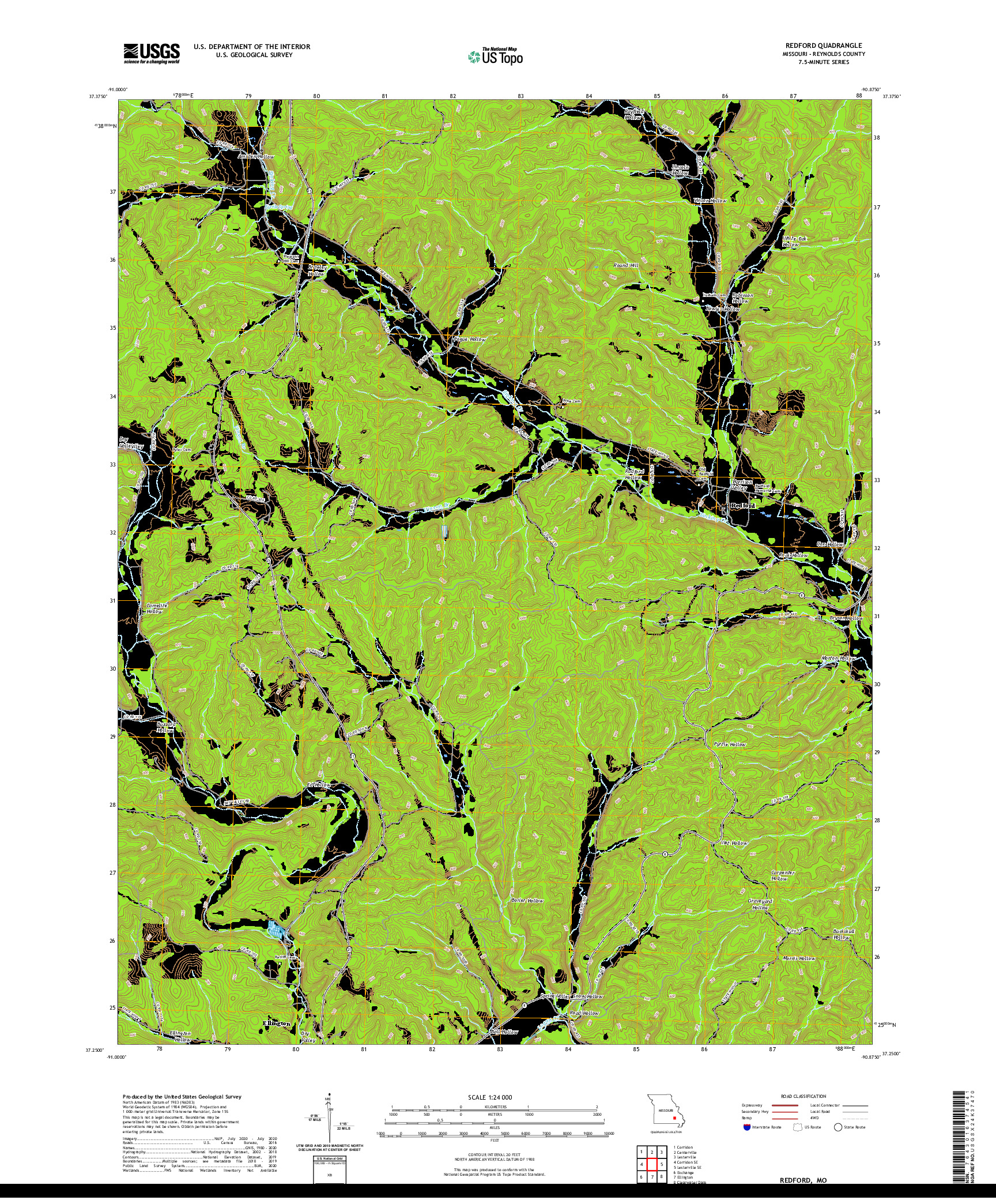 USGS US TOPO 7.5-MINUTE MAP FOR REDFORD, MO 2021