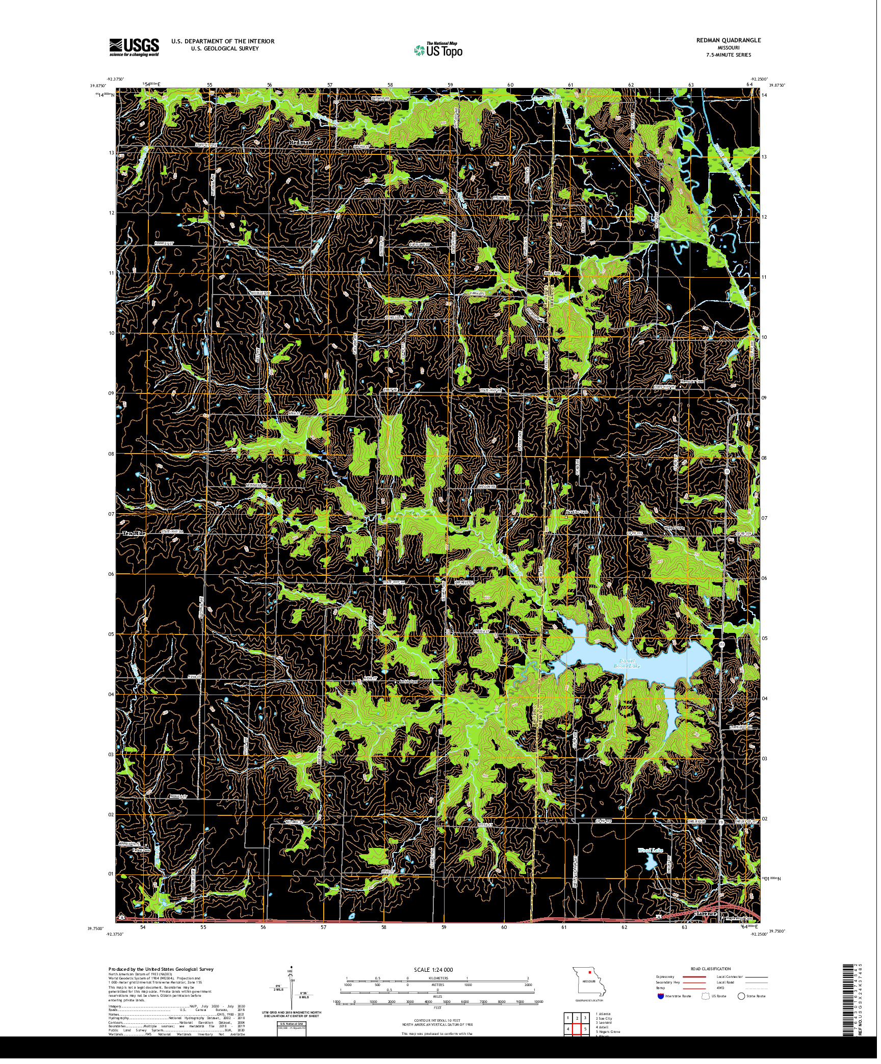 USGS US TOPO 7.5-MINUTE MAP FOR REDMAN, MO 2021