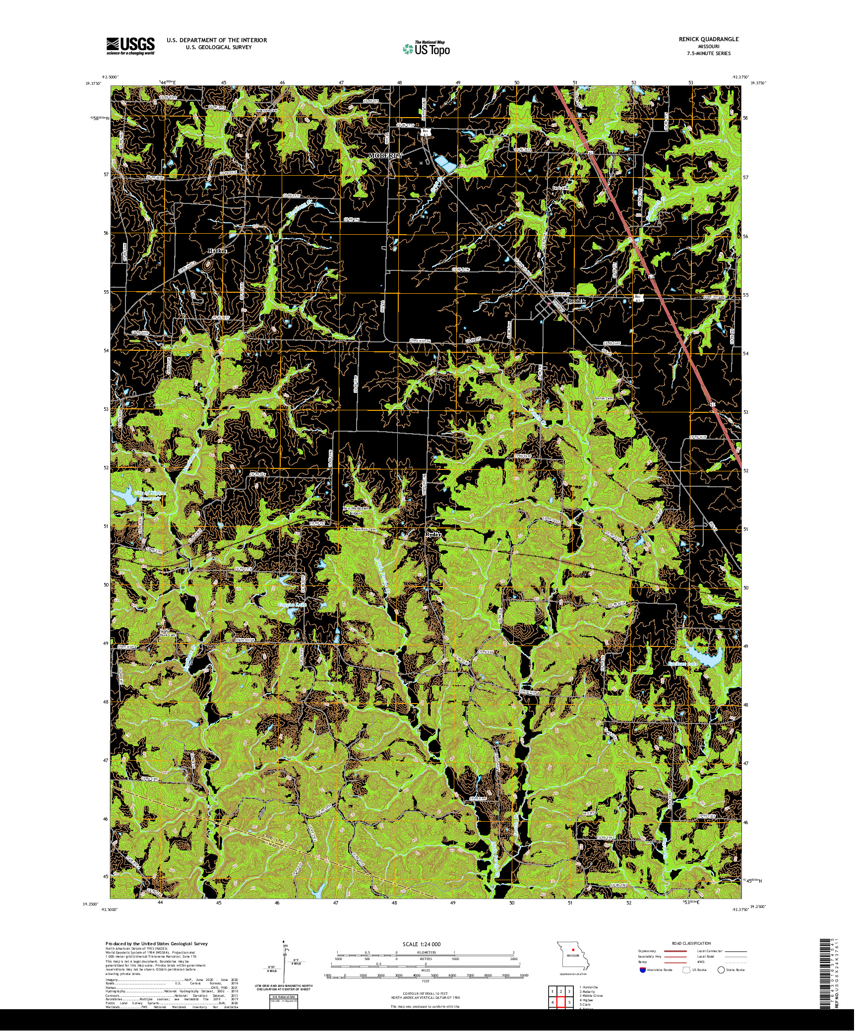 USGS US TOPO 7.5-MINUTE MAP FOR RENICK, MO 2021