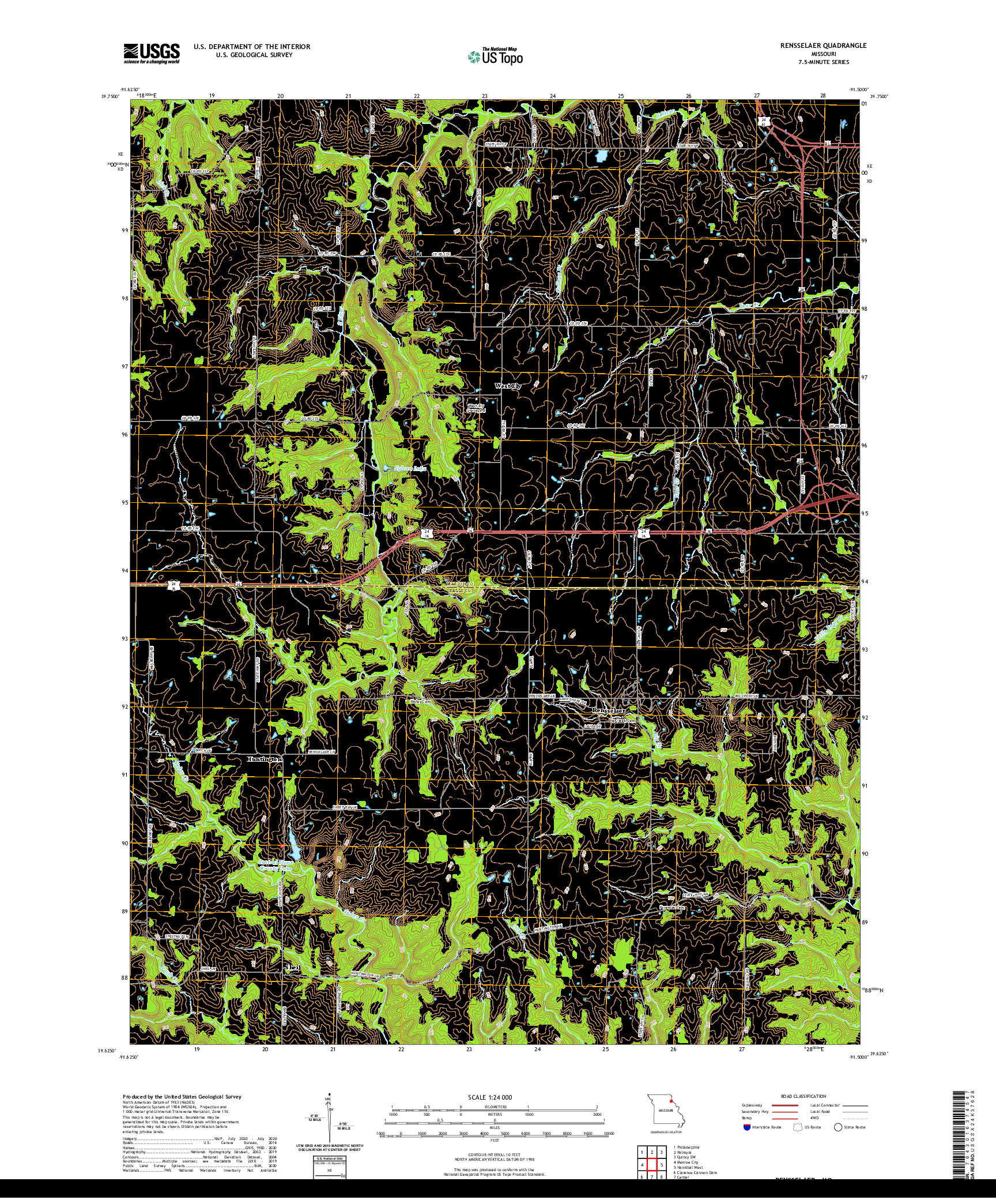 USGS US TOPO 7.5-MINUTE MAP FOR RENSSELAER, MO 2021
